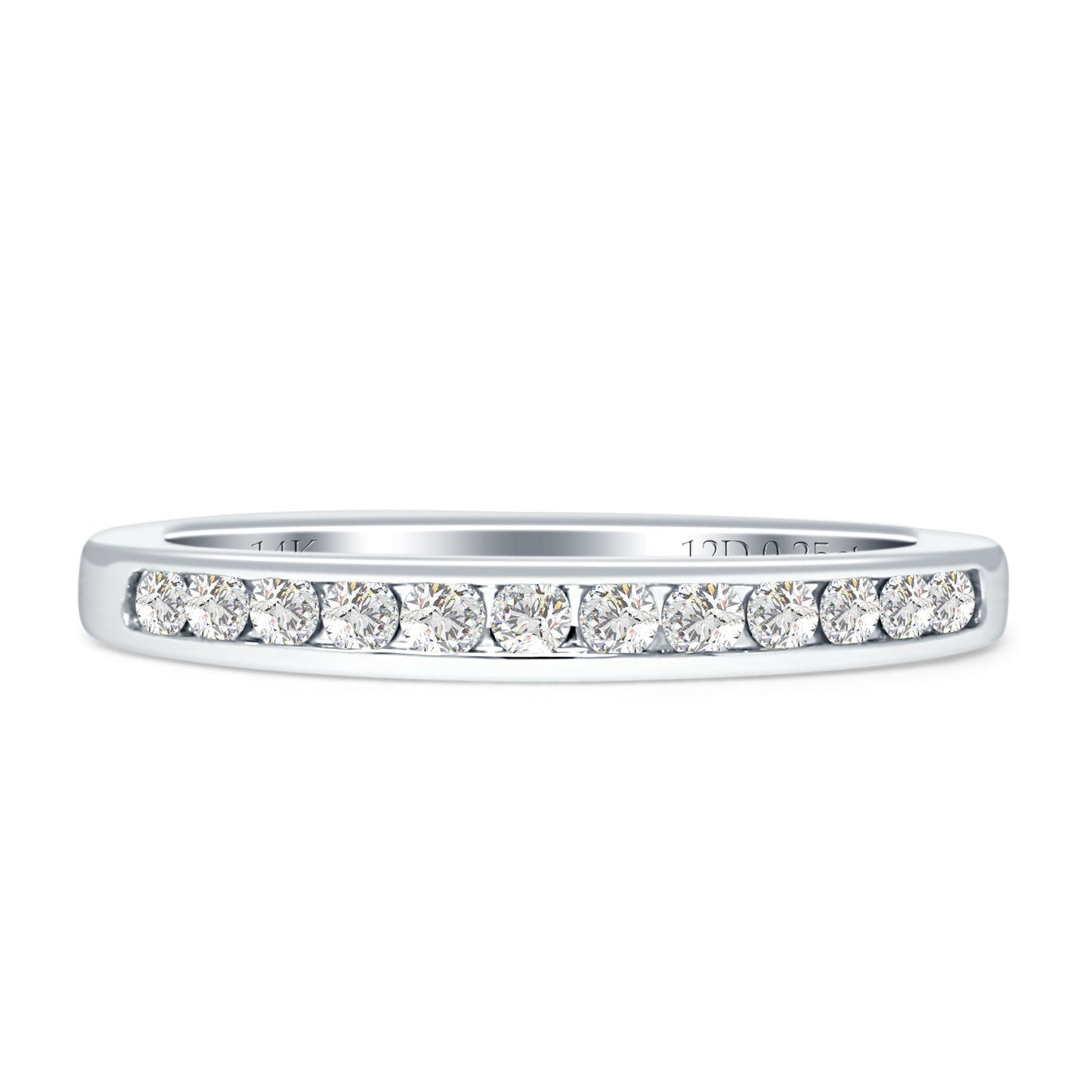 Diamond Half Eternity Ring Channel Set 14K White Gold 0.25ct Wholesale