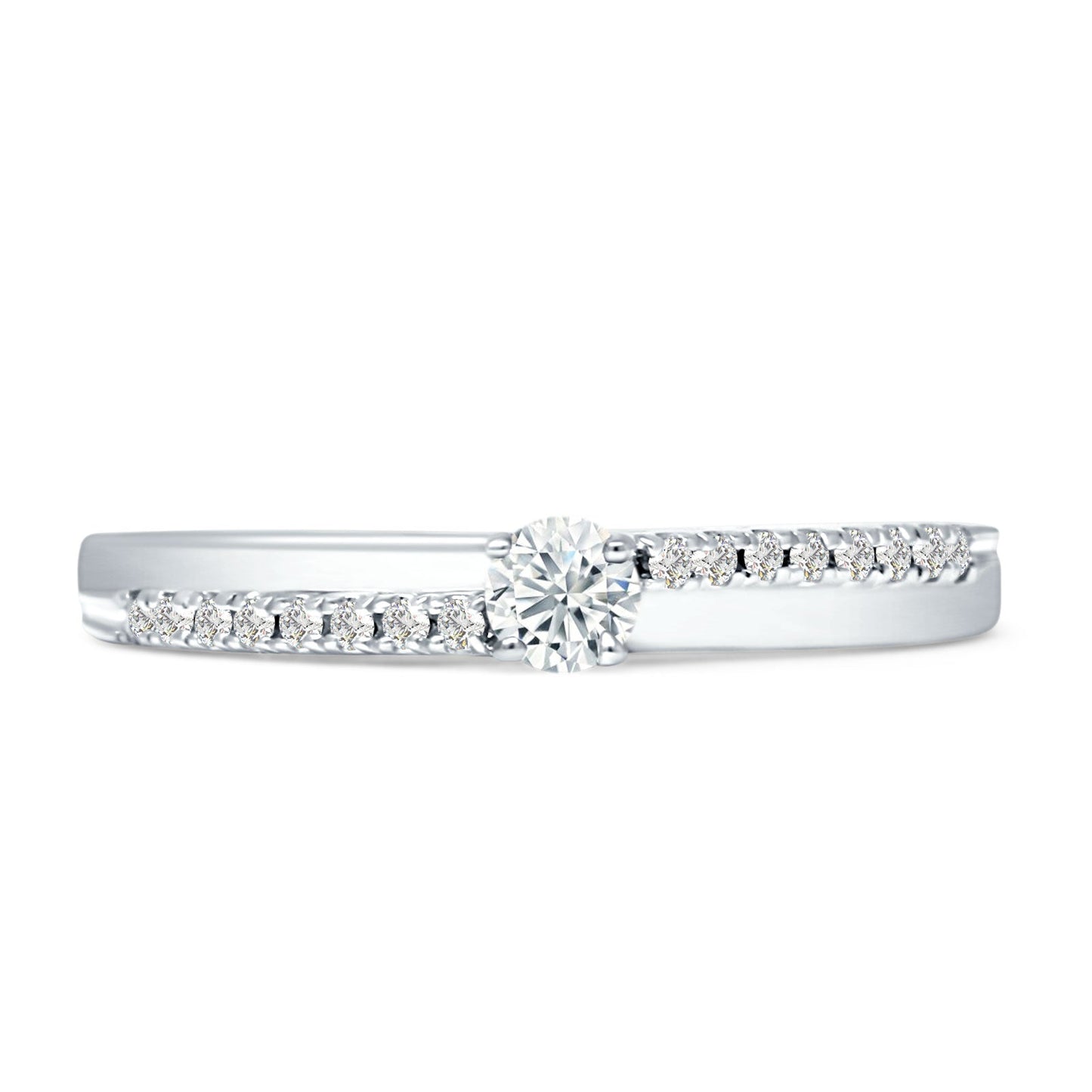 Diamond Solitaire Ring Round Statement 14K White Gold 0.23ct Wholesale