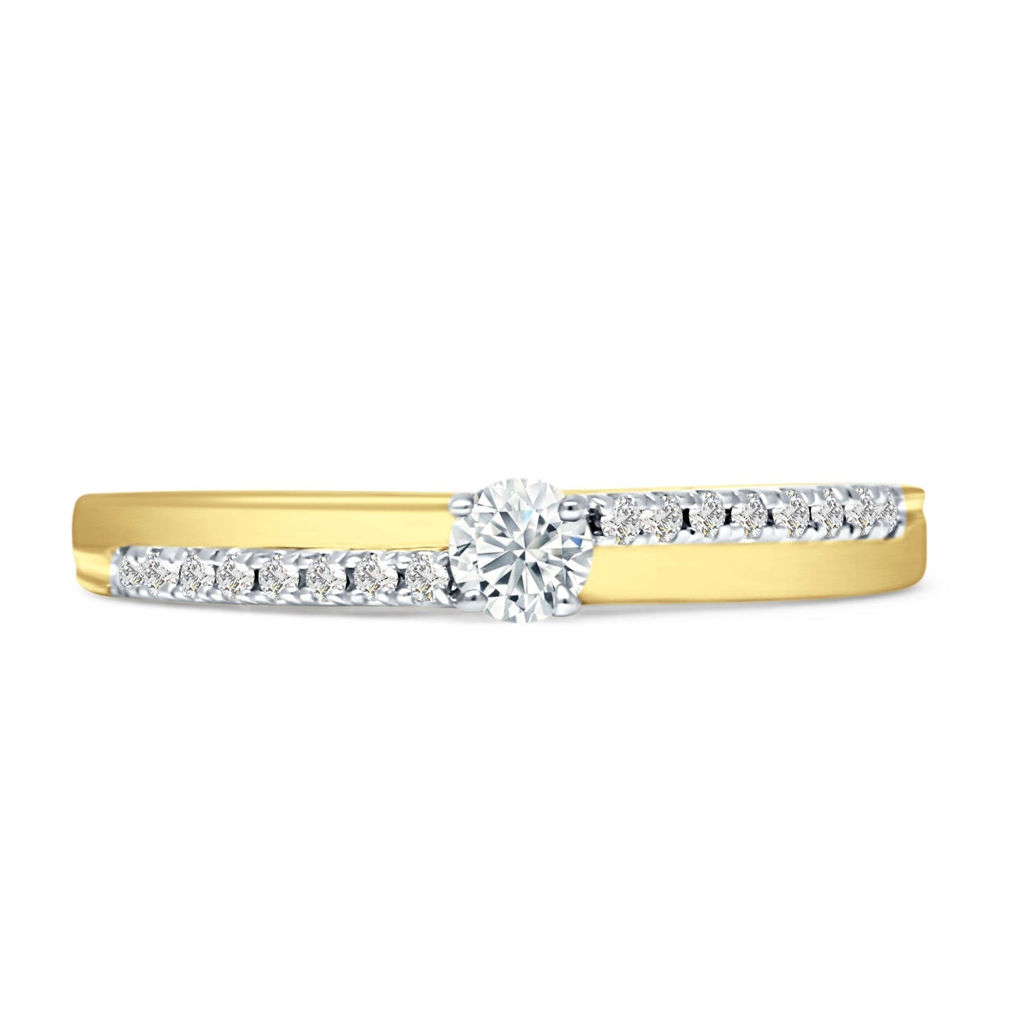 Diamond Solitaire Ring Round Statement 14K Yellow Gold 0.23ct Wholesale