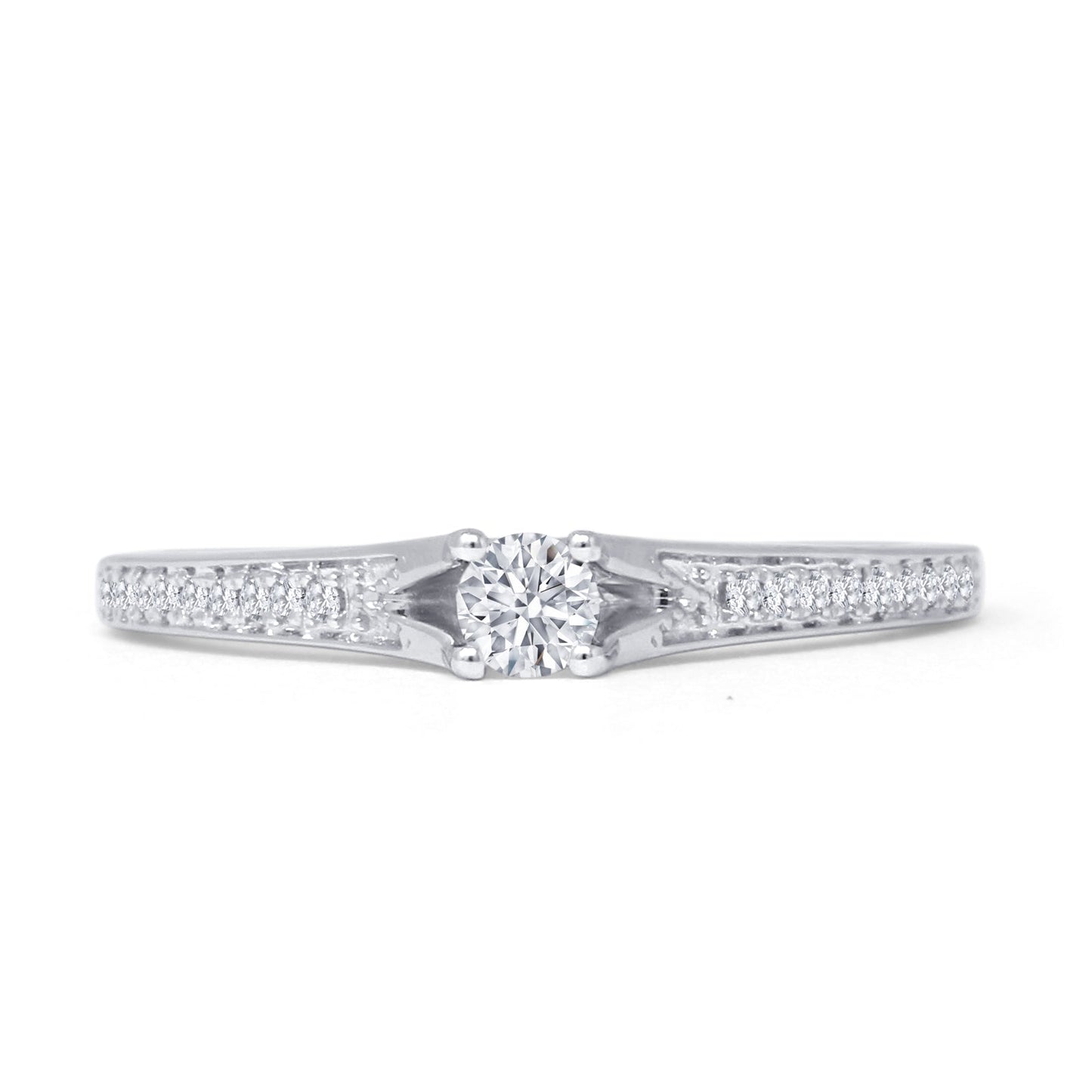 Solitaire 0.25ct Natural Diamond Round Engagement Ring 14K White Gold Wholesale