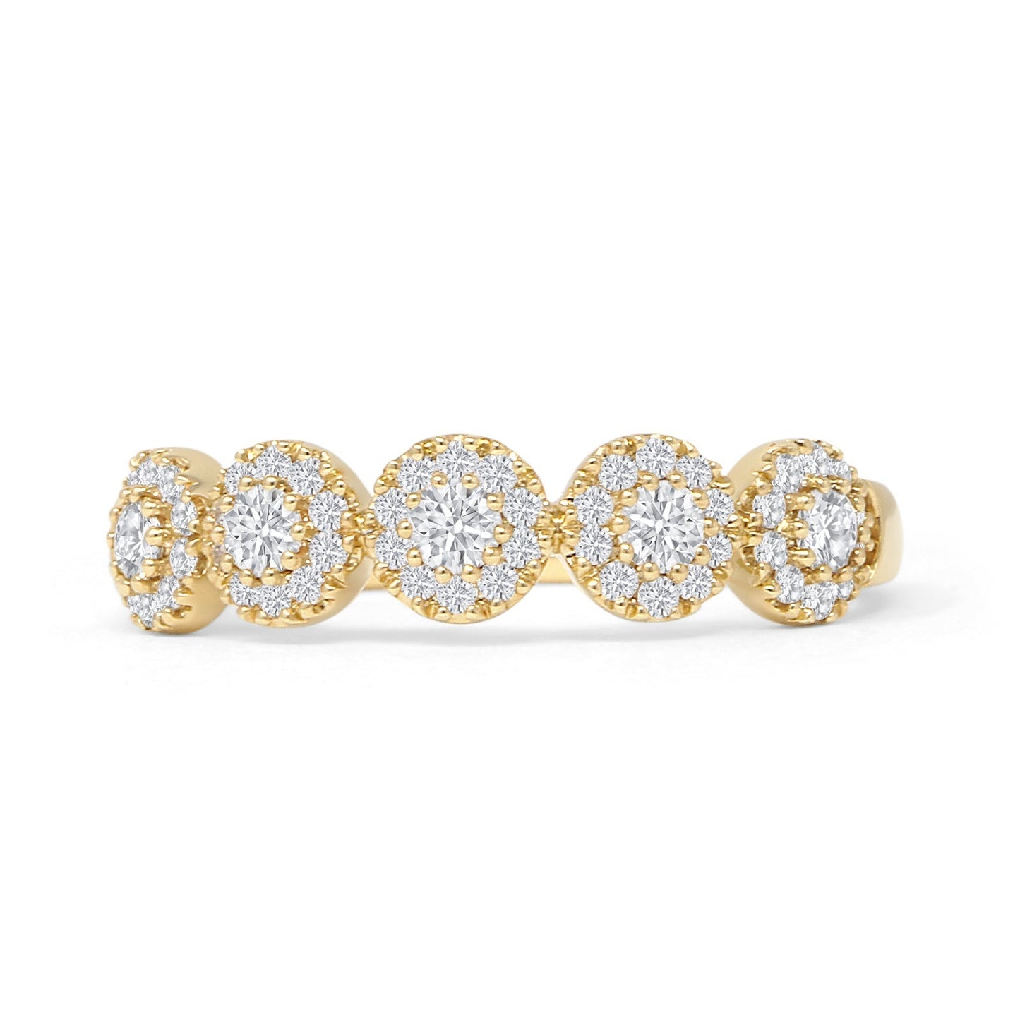 Floral 0.50ct Diamond Halo Eternity Ring Halfway Stackable 14K Yellow Gold Wholesale