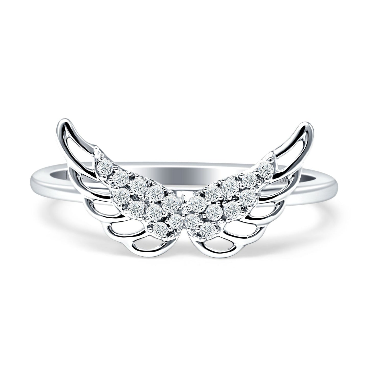 Bague Aile d'Ange Or Blanc 14K Diamant 0,10ct Vente en Gros