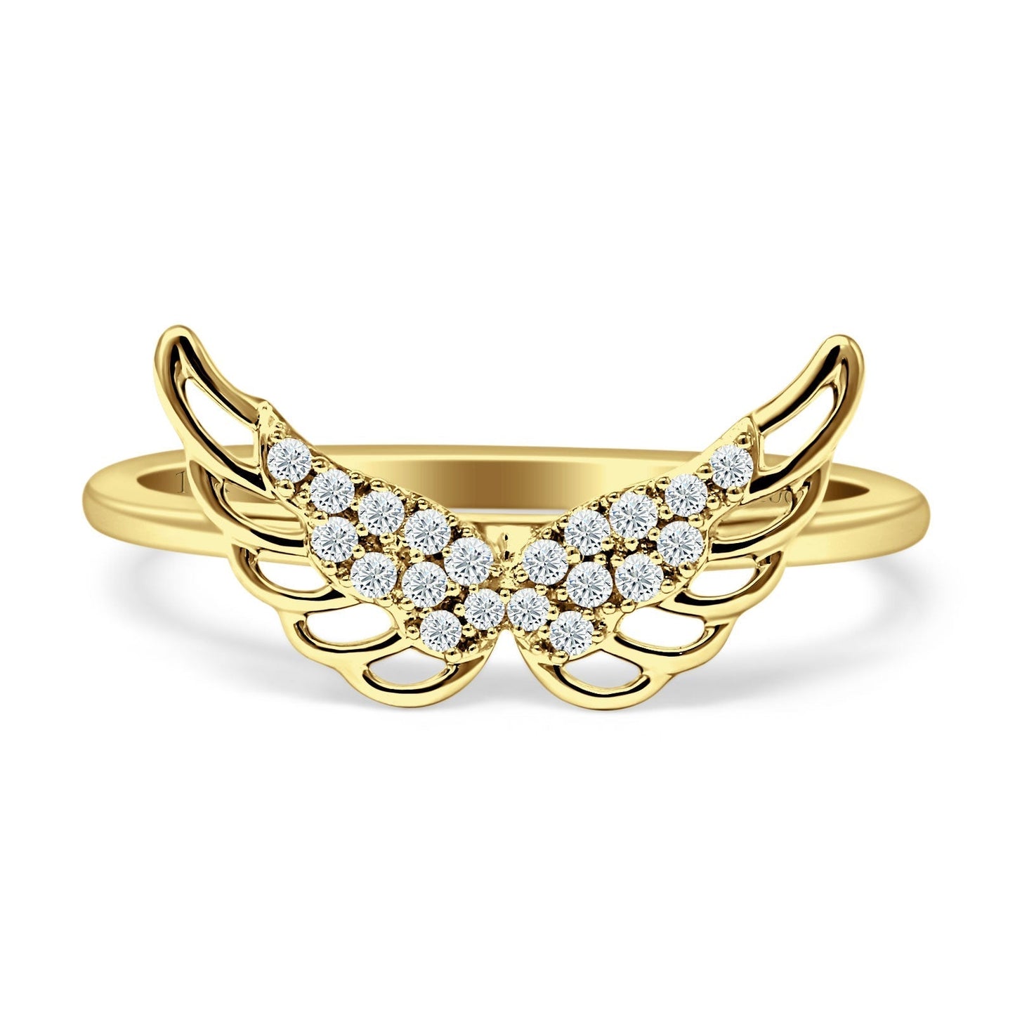 Angel Wing Ring 14K Yellow Gold 0.10ct Diamond  Wholesale