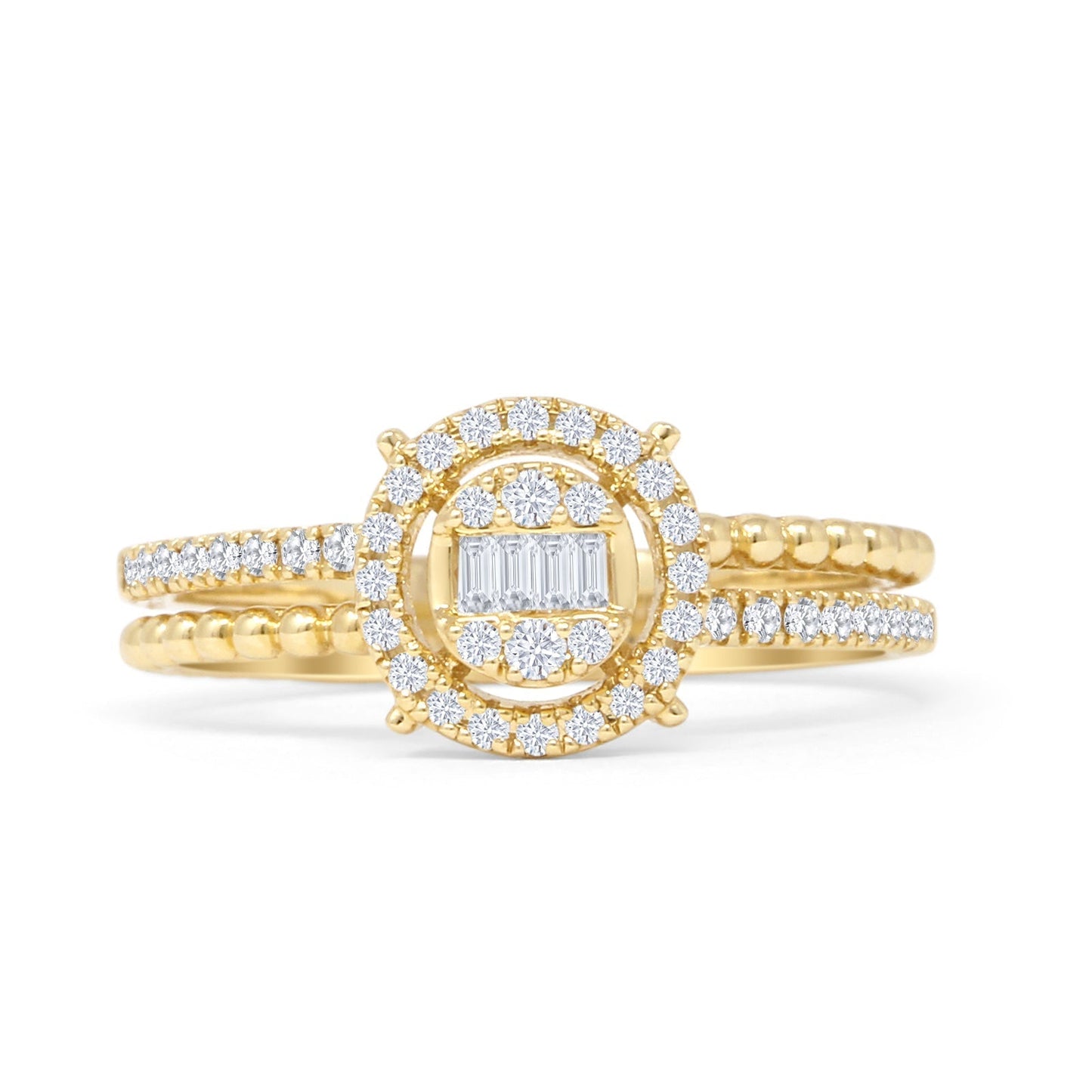 Cluster Beaded Ring Natural Diamond 14K Yellow Gold Wholesale