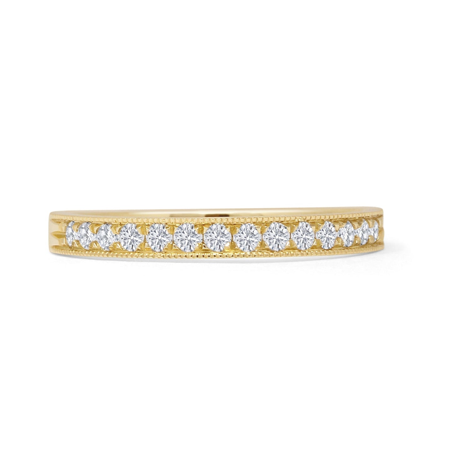 Minimalist 0.24ct Natural Diamond Half Eternity Ring 14K Yellow Gold Wholesale