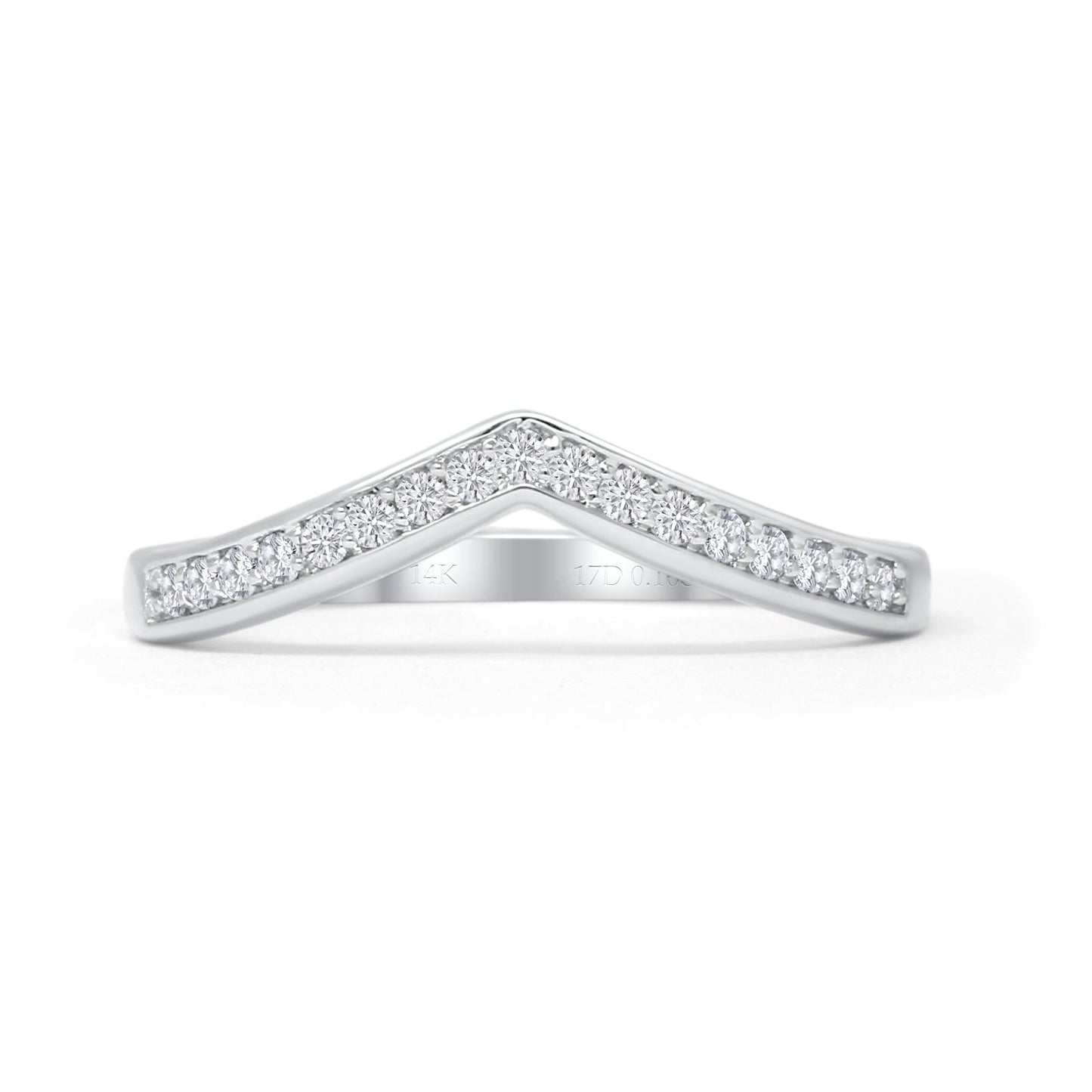 Chevron Wedding Band 0.16ct Natural Diamond 14K White Gold Wholesale