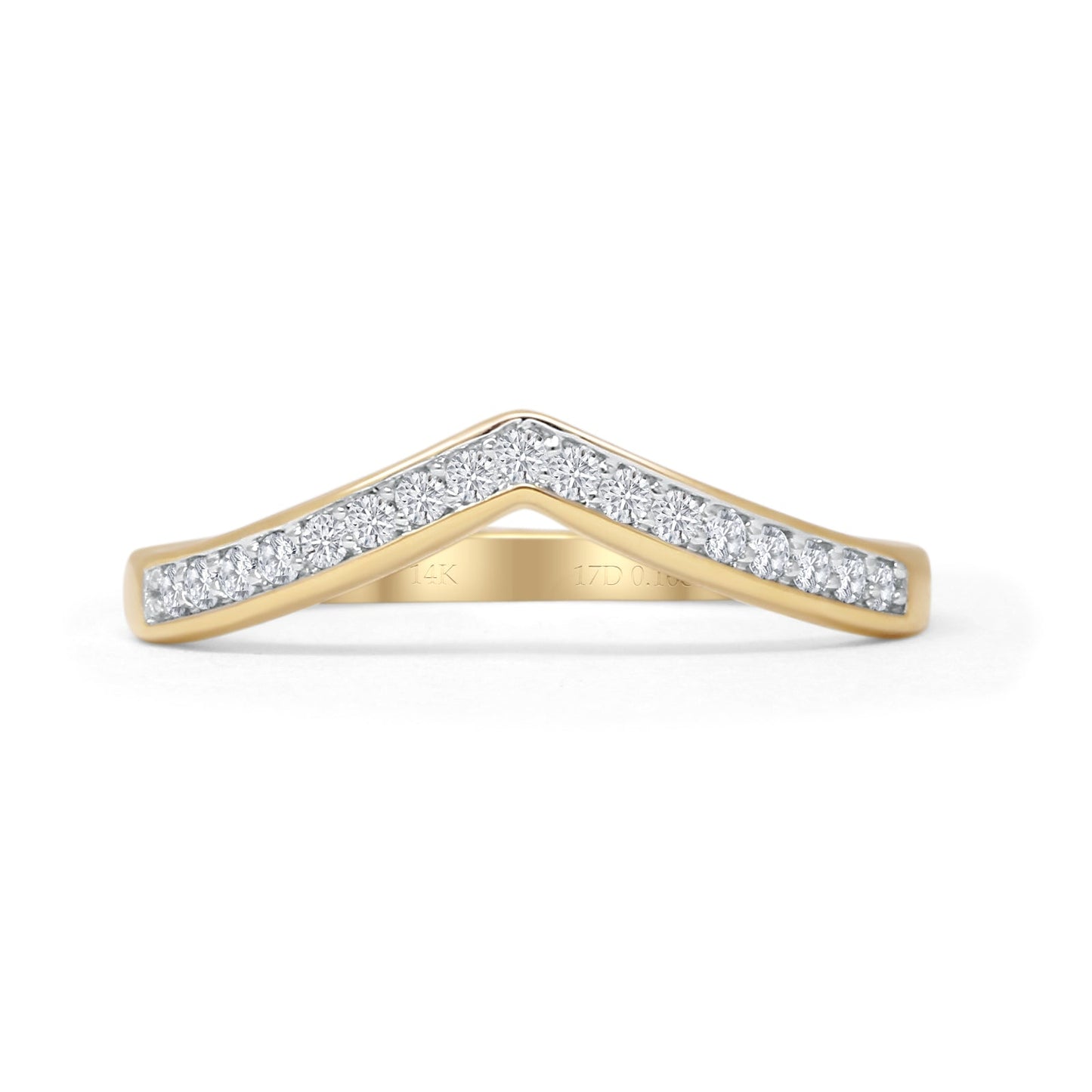 Chevron Wedding Band 0.16ct Natural Diamond 14K Yellow Gold Wholesale