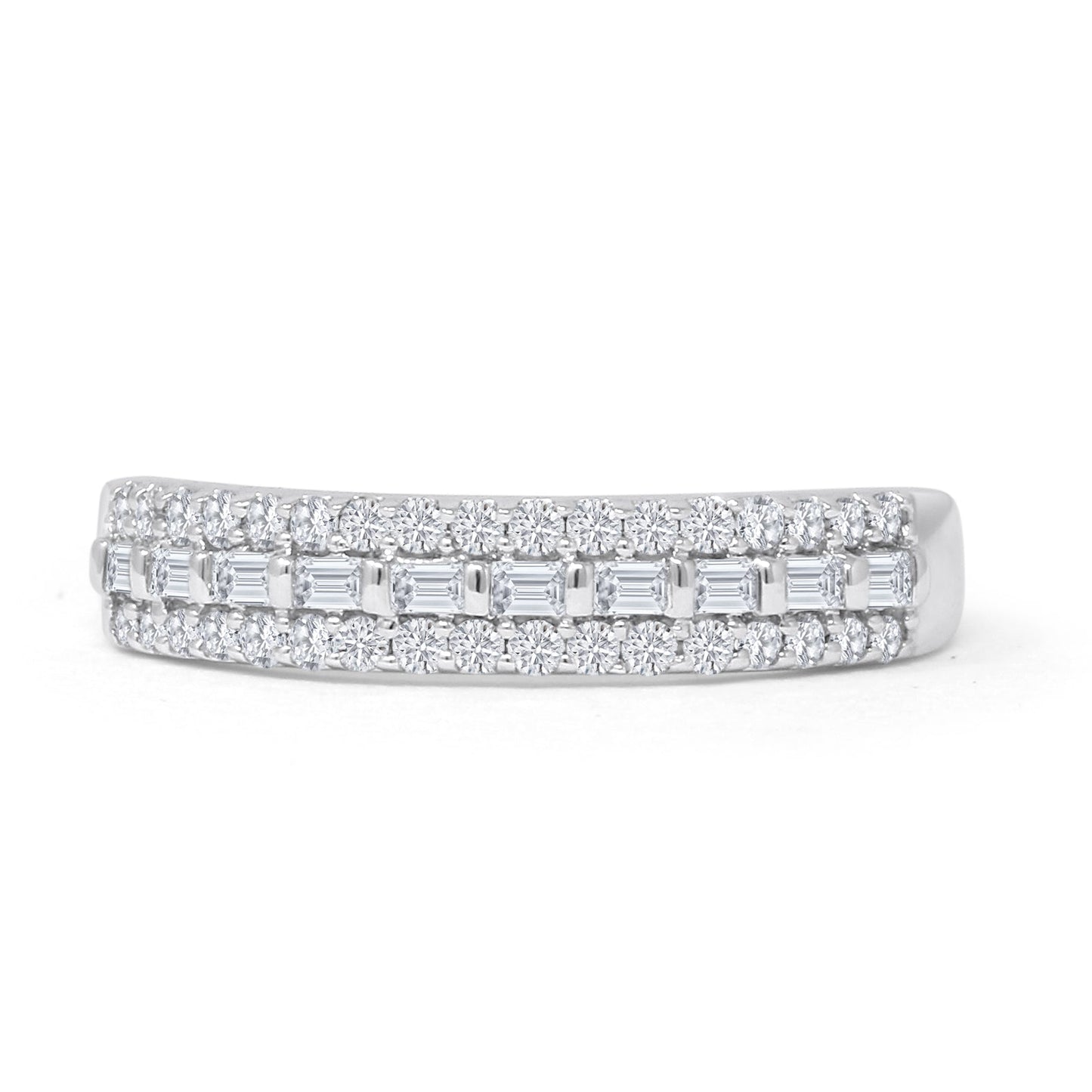 Three Row 0.38ct Diamond Half Eternity Ring 14K White Gold Wholesale