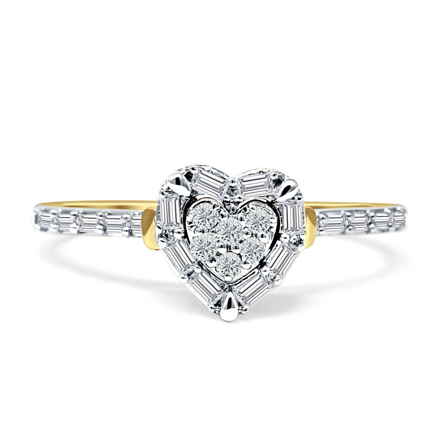 Heart Shaped Cluster Diamond Wedding Ring 14K Yellow Gold 0.20ct Wholesale