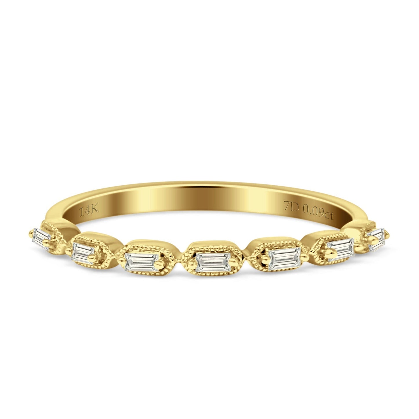 Half Eternity Stackable Diamond Wedding Ring 14K Yellow Gold 0.09ct Wholesale