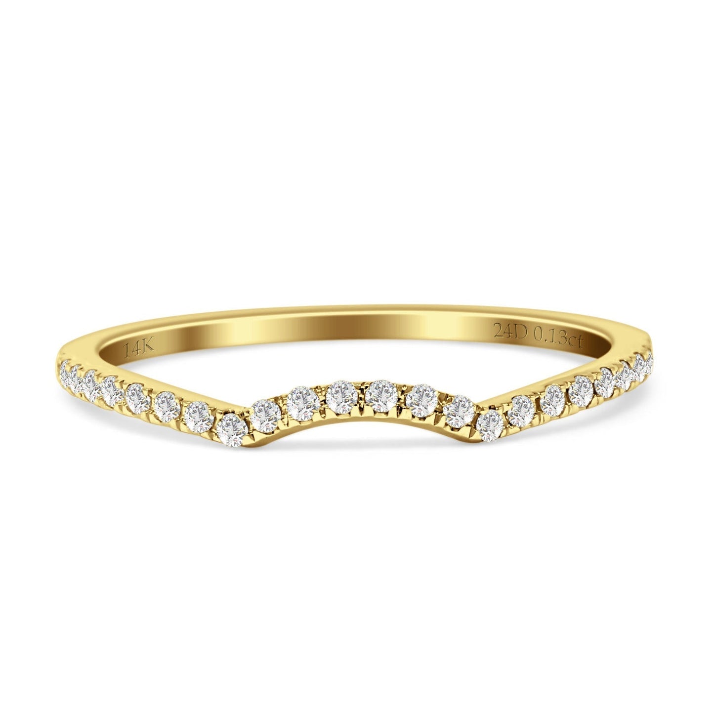 Half Eternity Contour Curved Diamond Wedding Band 14K Yellow Gold 0.13ct Wholesale