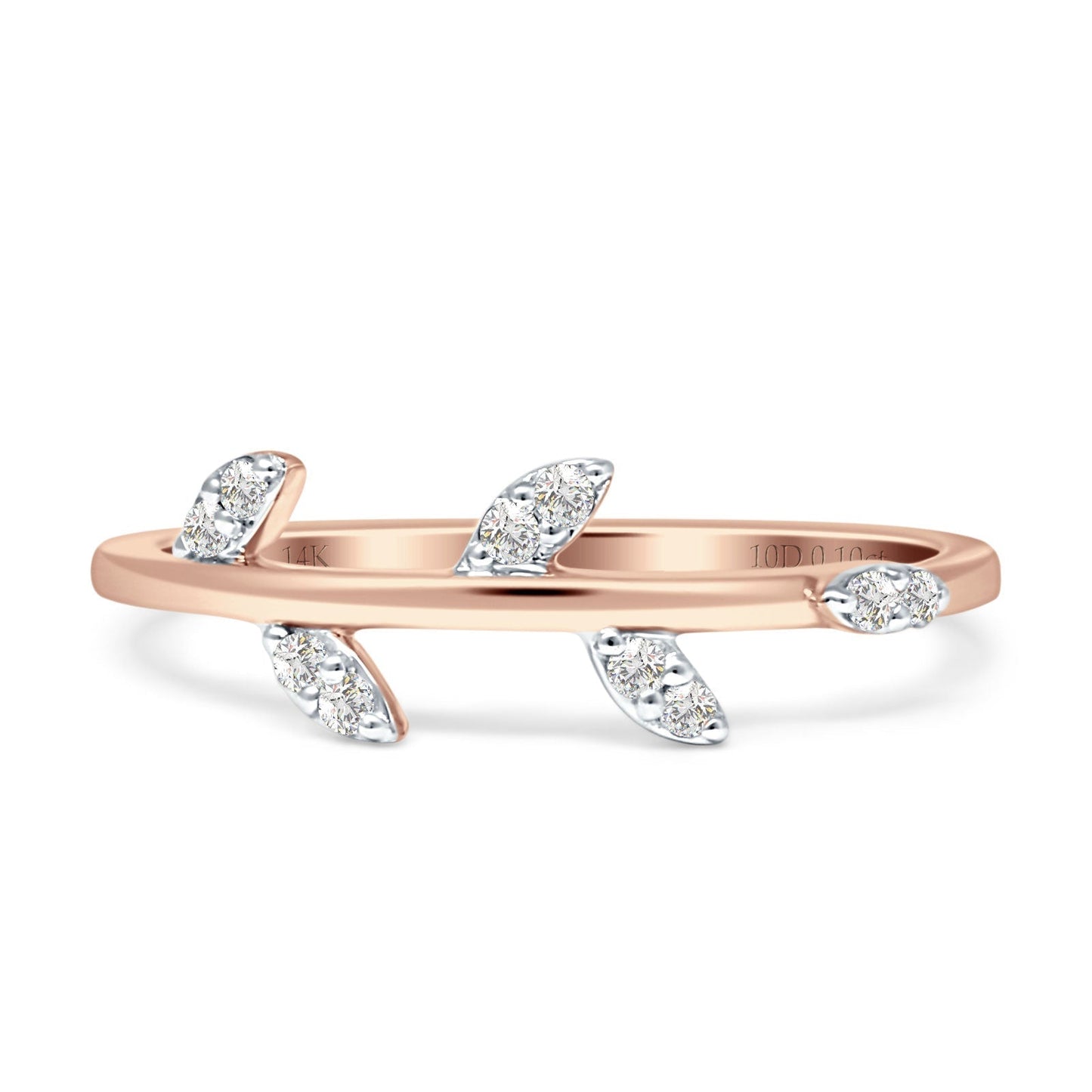 Leaf Diamond Statement Ring 14K Rose Gold 0.10ct Wholesale