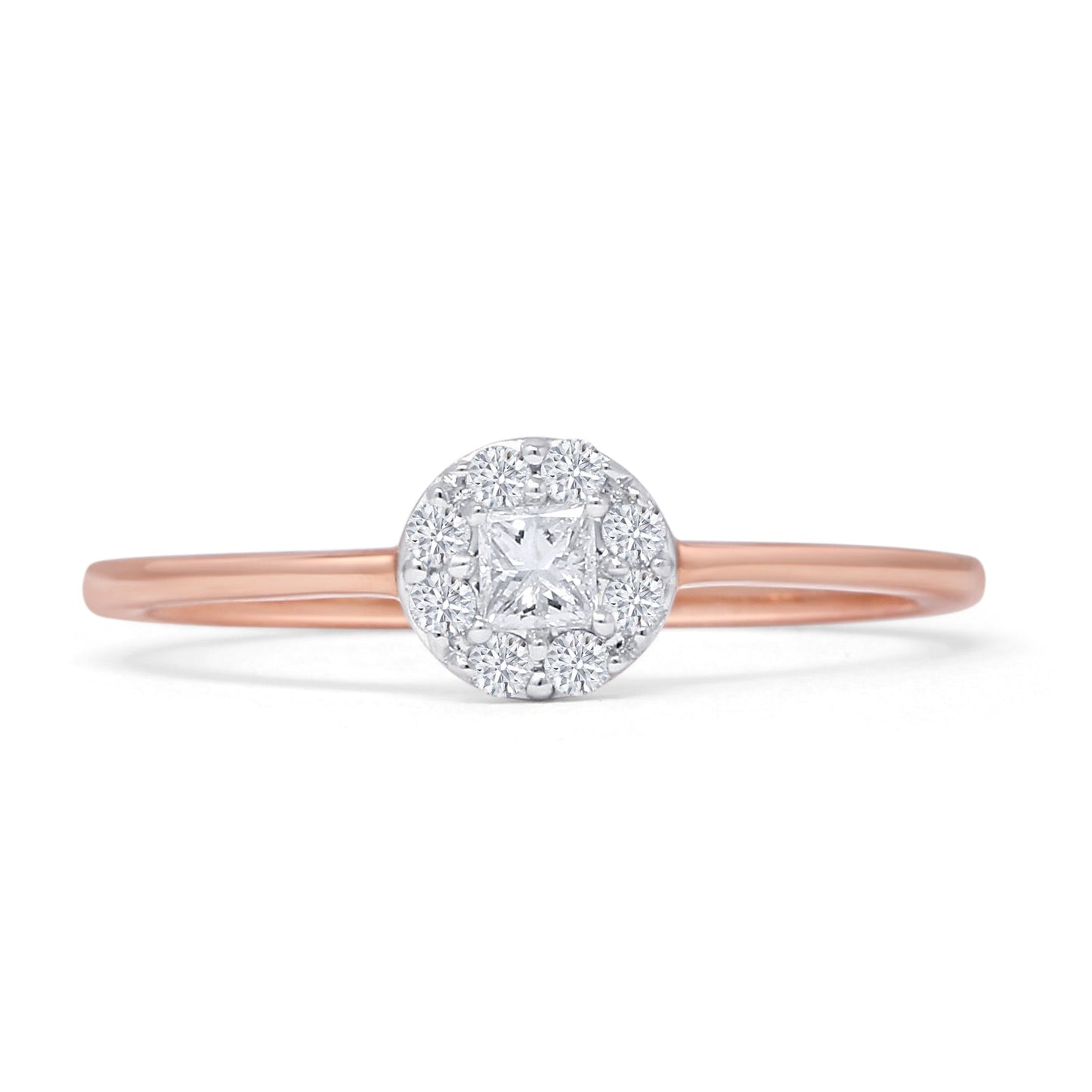 Minimalist 0.21ct Diamond Halo Engagement Ring 14K Rose Gold Wholesale