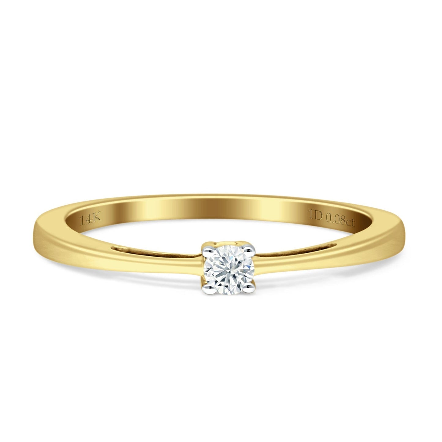 Solitaire Round Diamond Statement Ring 14K Yellow Gold 0.08ct Wholesale