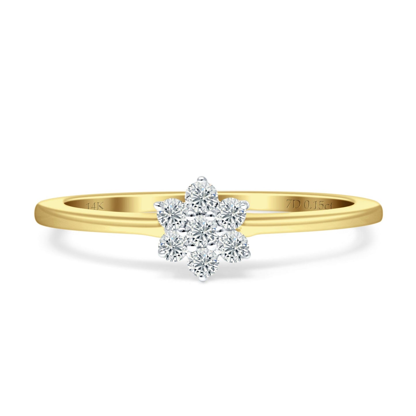 Minimalist Diamond Flower Ring 14K Yellow Gold 0.15ct Wholesale