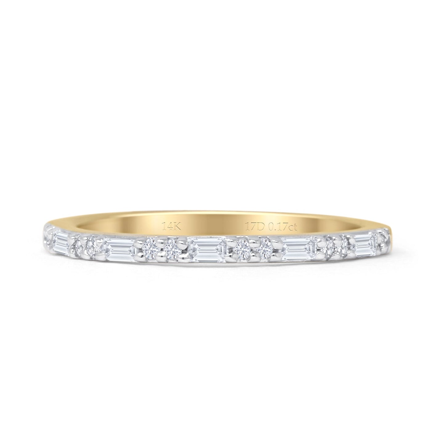 Dainty Round & Baguette 0.17ct Diamond Eternity Ring 14K Yellow Gold Wholesale