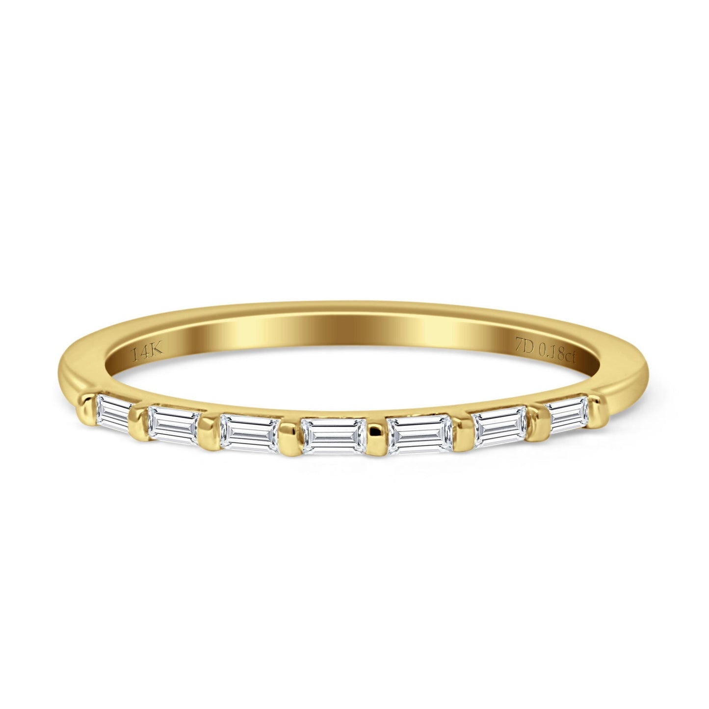 Diamond Stackable Ring Half Eternity Baguette 14K Yellow Gold 0.18ct Wholesale