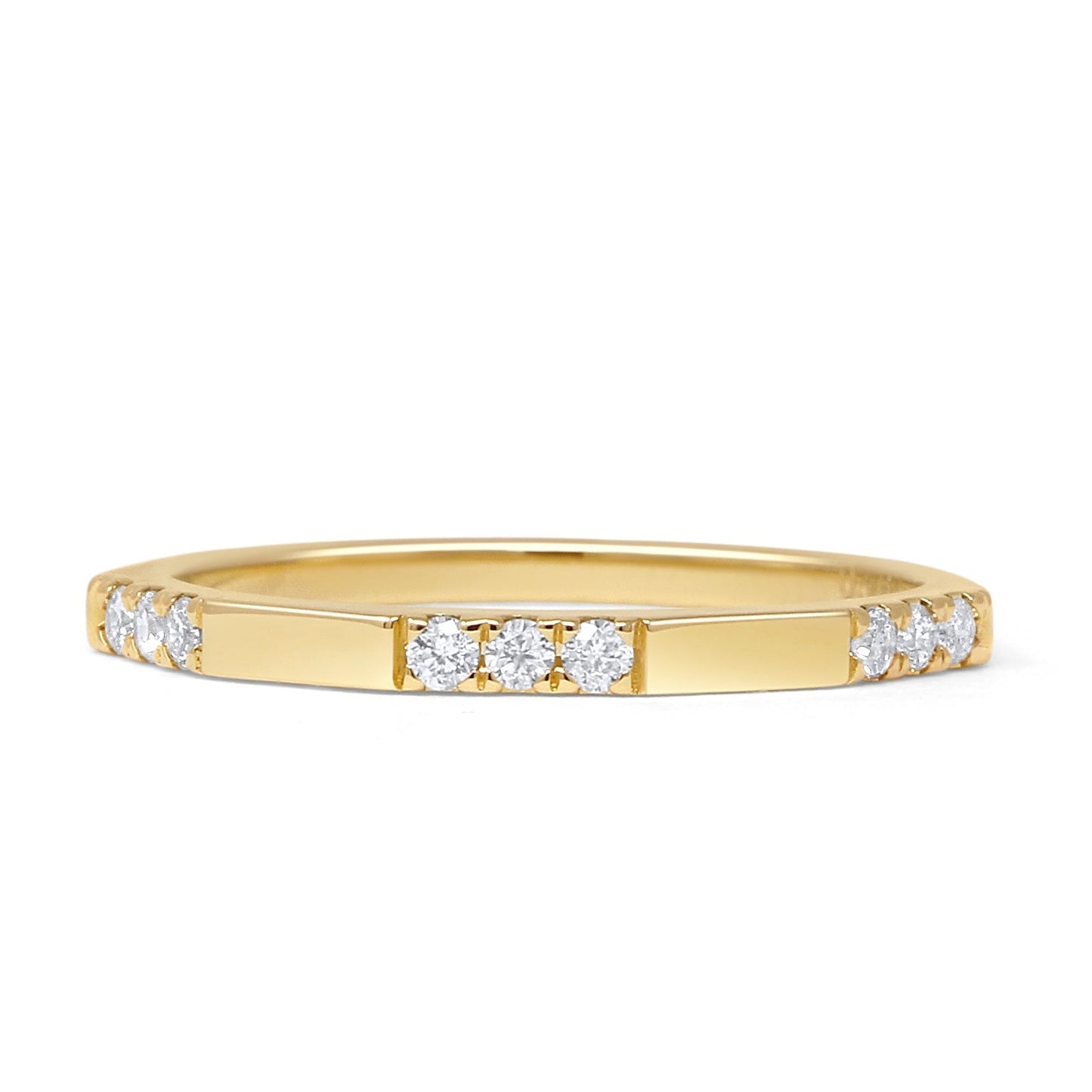 Half Eternity 1.8mm Three Stone Band Natural Diamond 14K Yellow Gold Wholesale