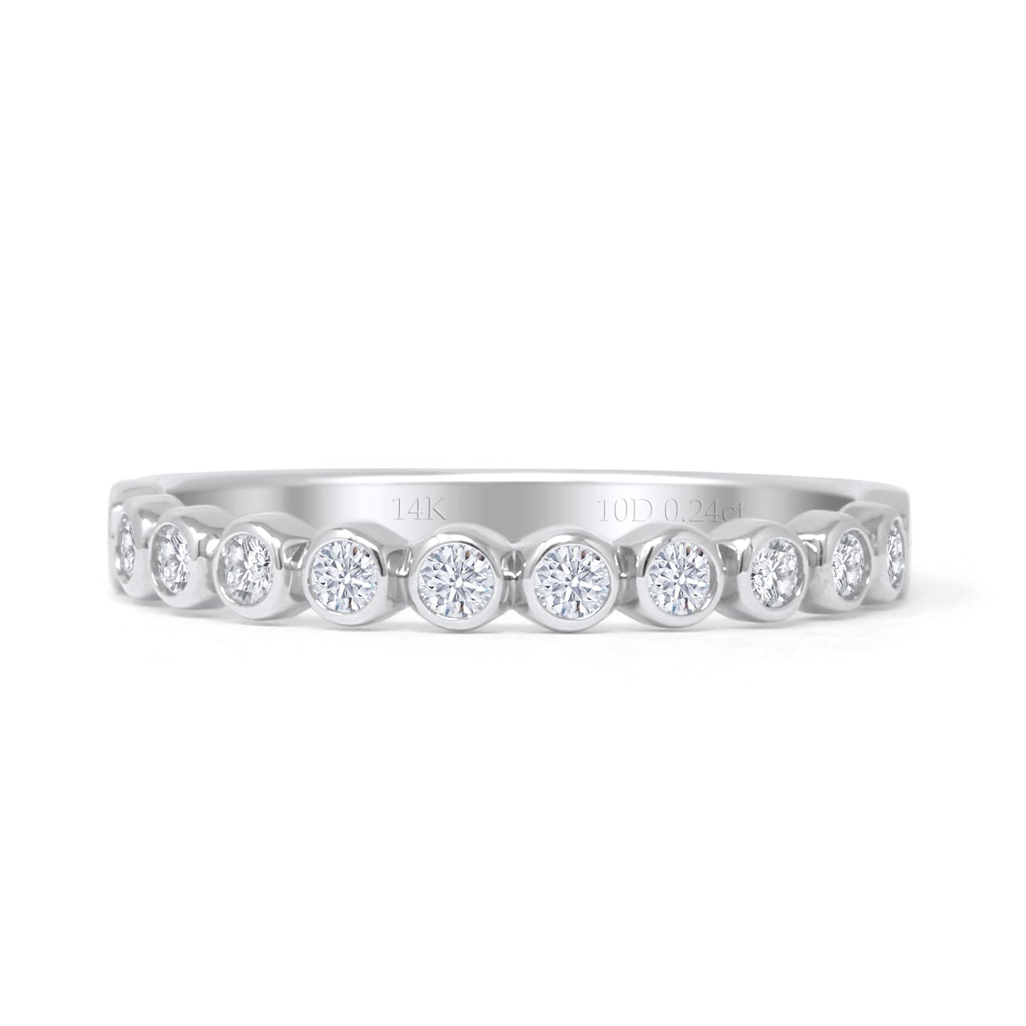 Half Eternity Round Natural Diamond Wedding Band 14K White Gold Wholesale