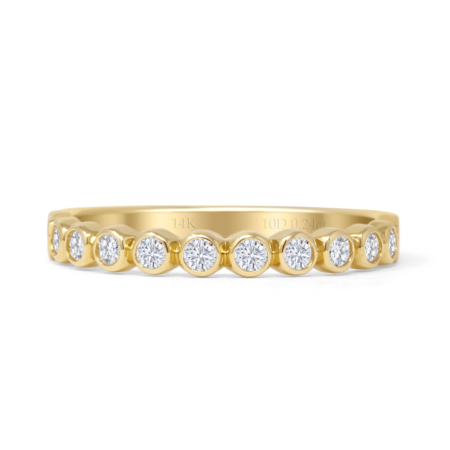 Half Eternity Round Natural Diamond Wedding Band 14K Yellow Gold Wholesale