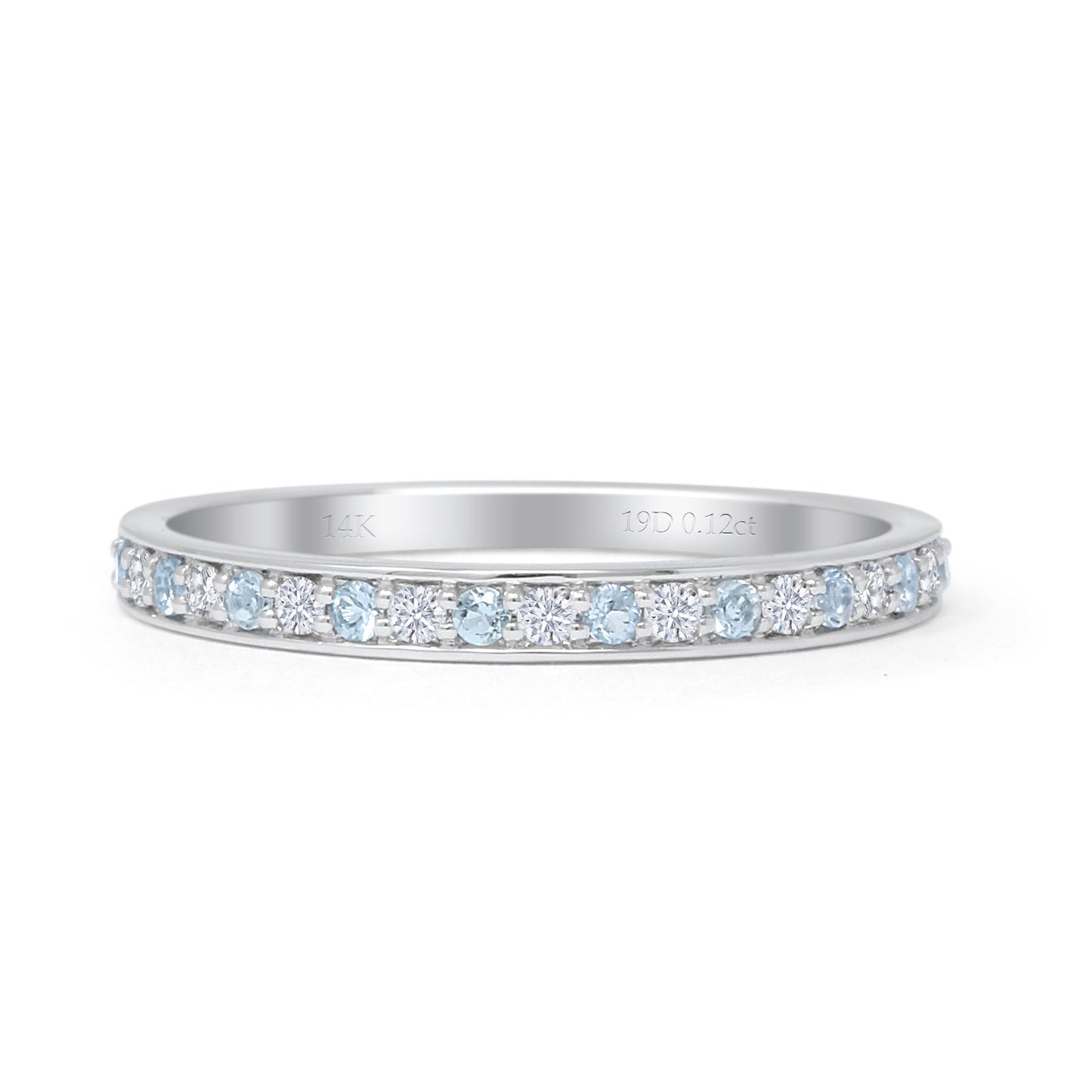 Half Eternity Band 0.12ct Natural Diamond Aquamarine 14K White Gold Wholesale