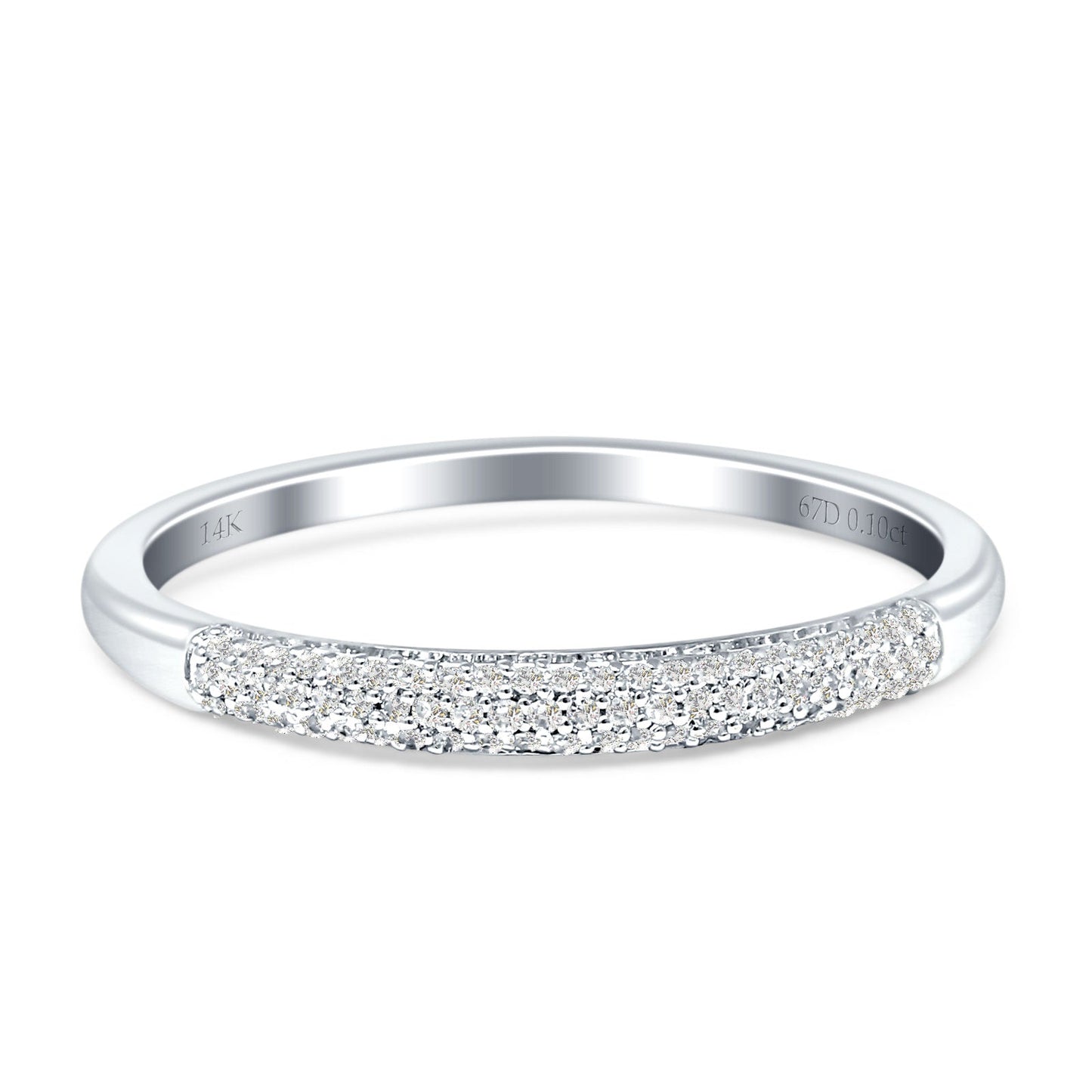 Diamond Half Eternity Wedding Band Round 14K White Gold 0.10ct Wholesale