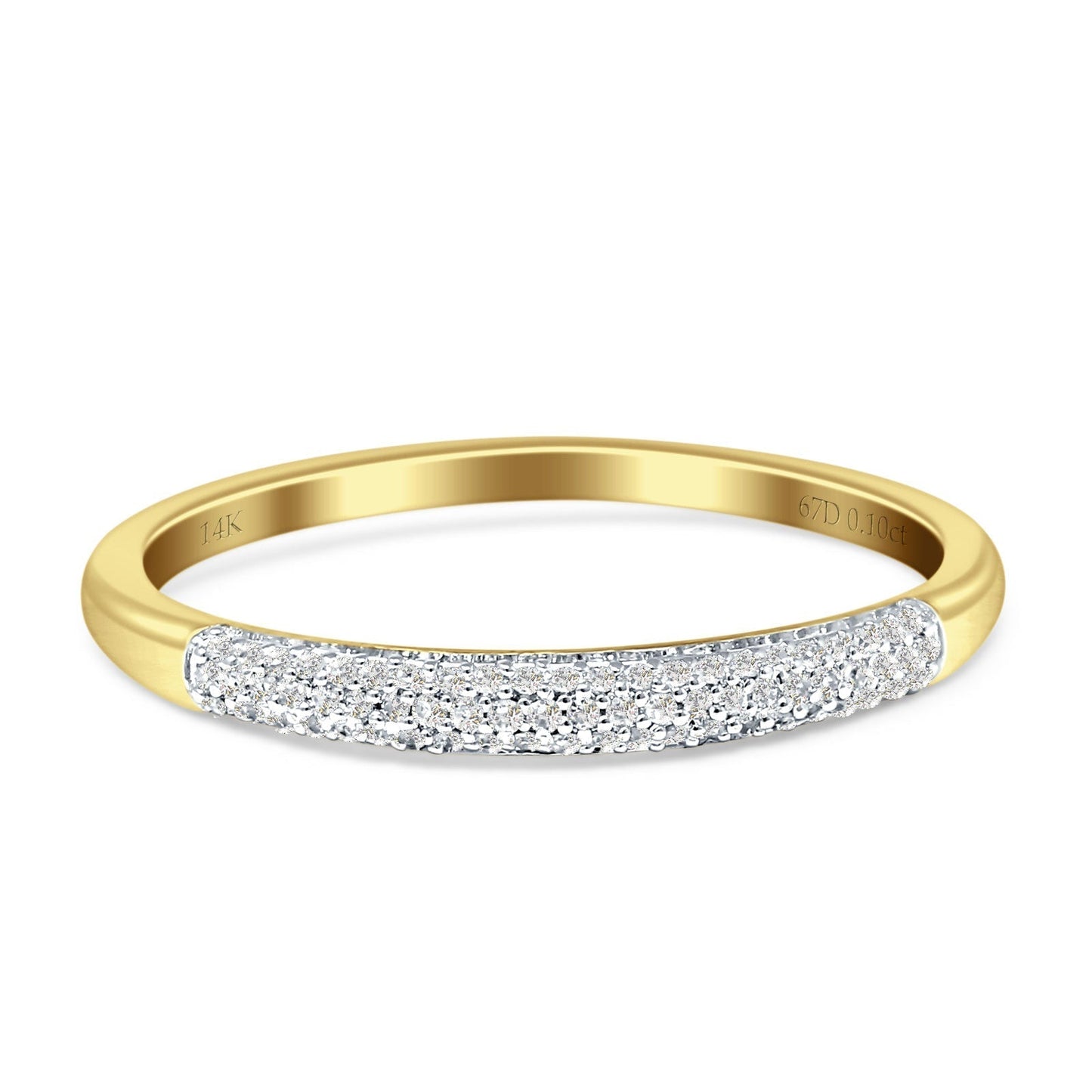 Diamond Half Eternity Wedding Band Round 14K Yellow Gold 0.10ct Wholesale