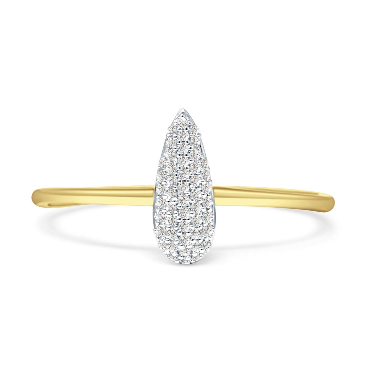 Diamond Teardrop Pear Ring 14K Yellow Gold 0.09ct Wholesale