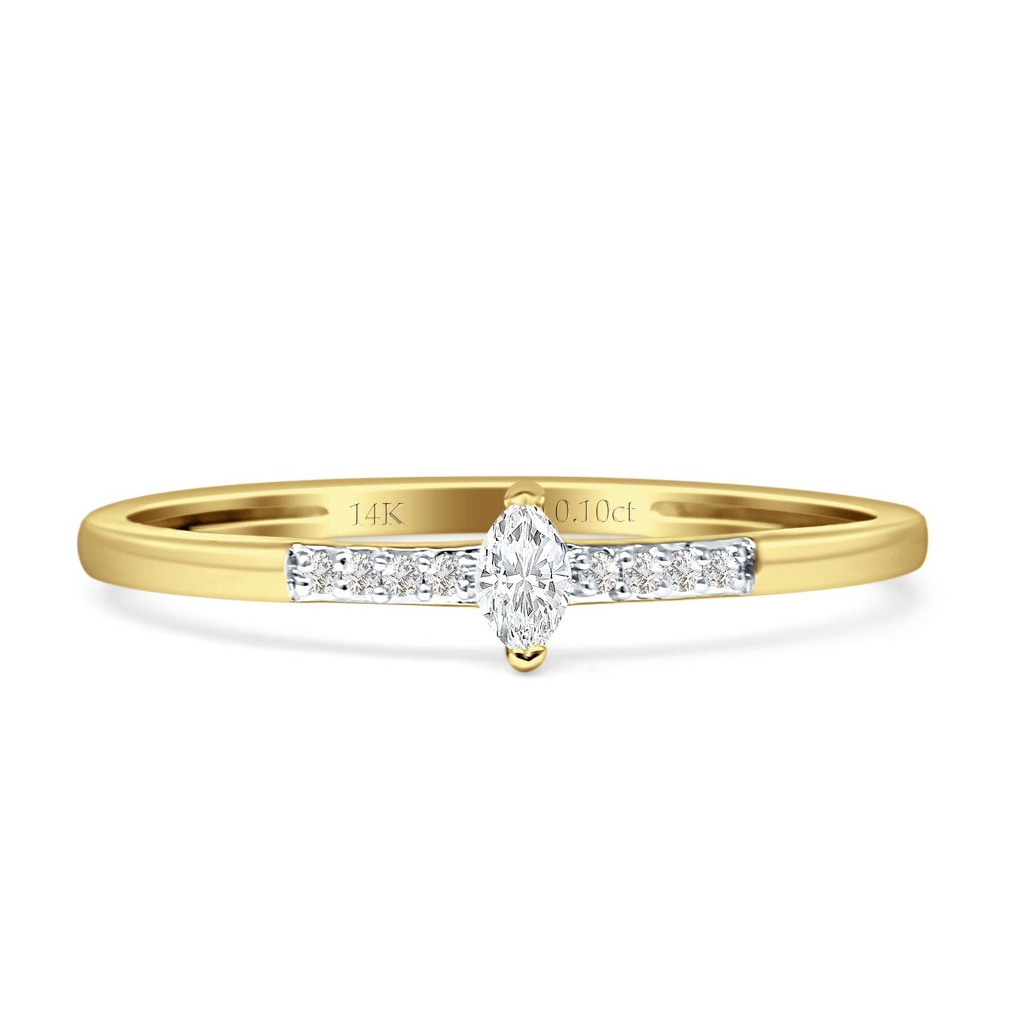 Diamond Marquise Ring Vintage Style 14K Yellow Gold 0.10ct Wholesale