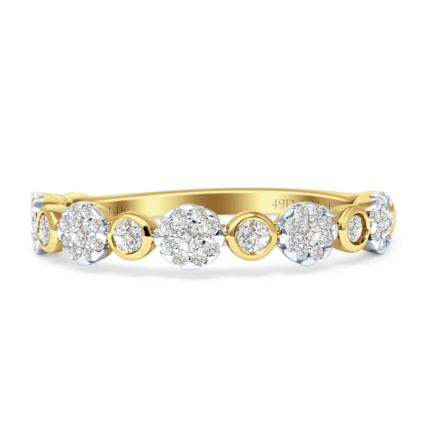 Diamond Flower Ring Half Eternity Stackable 14K Yellow Gold 0.31ct Wholesale