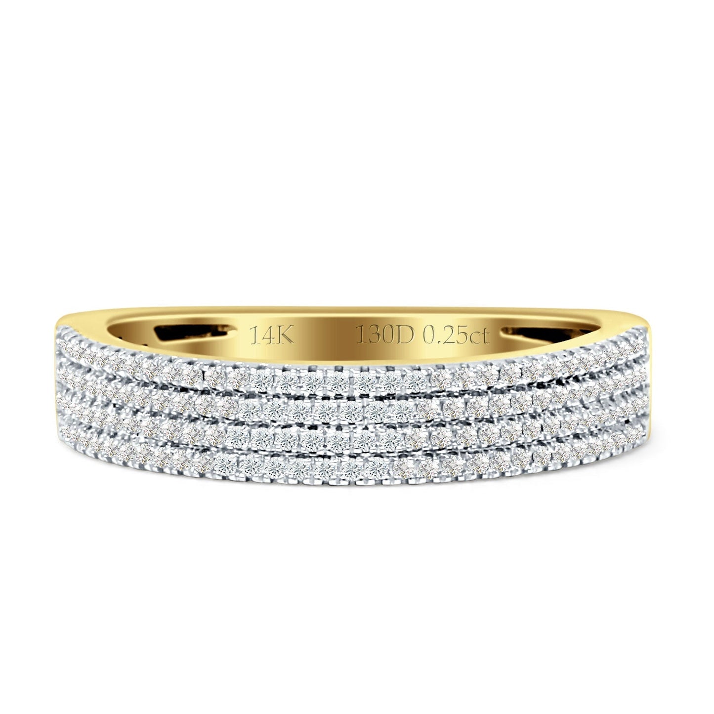 Diamond Stackable Ring Four Row Half Eternity 14K Yellow Gold 0.25ct Wholesale