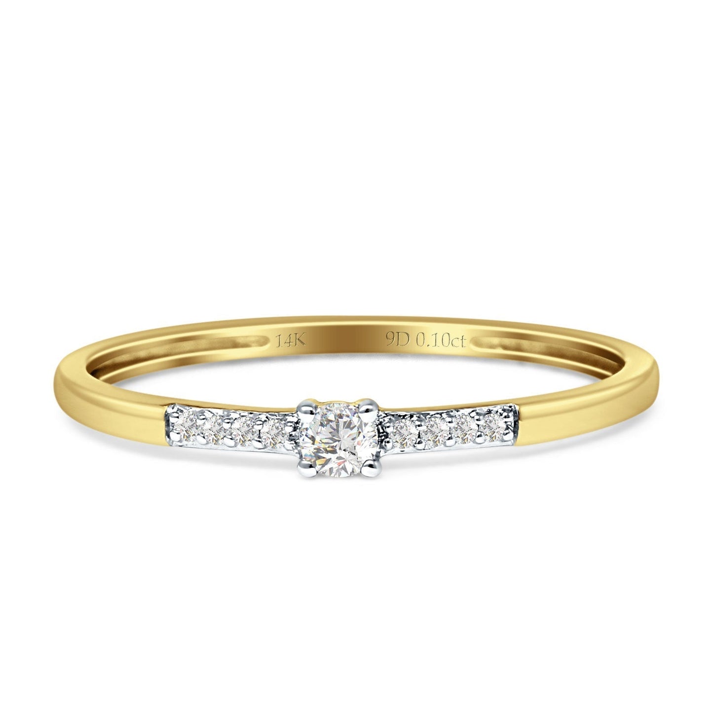 Minimalist Diamond Solitaire Ring Dainty 14K Yellow Gold 0.10ct Wholesale