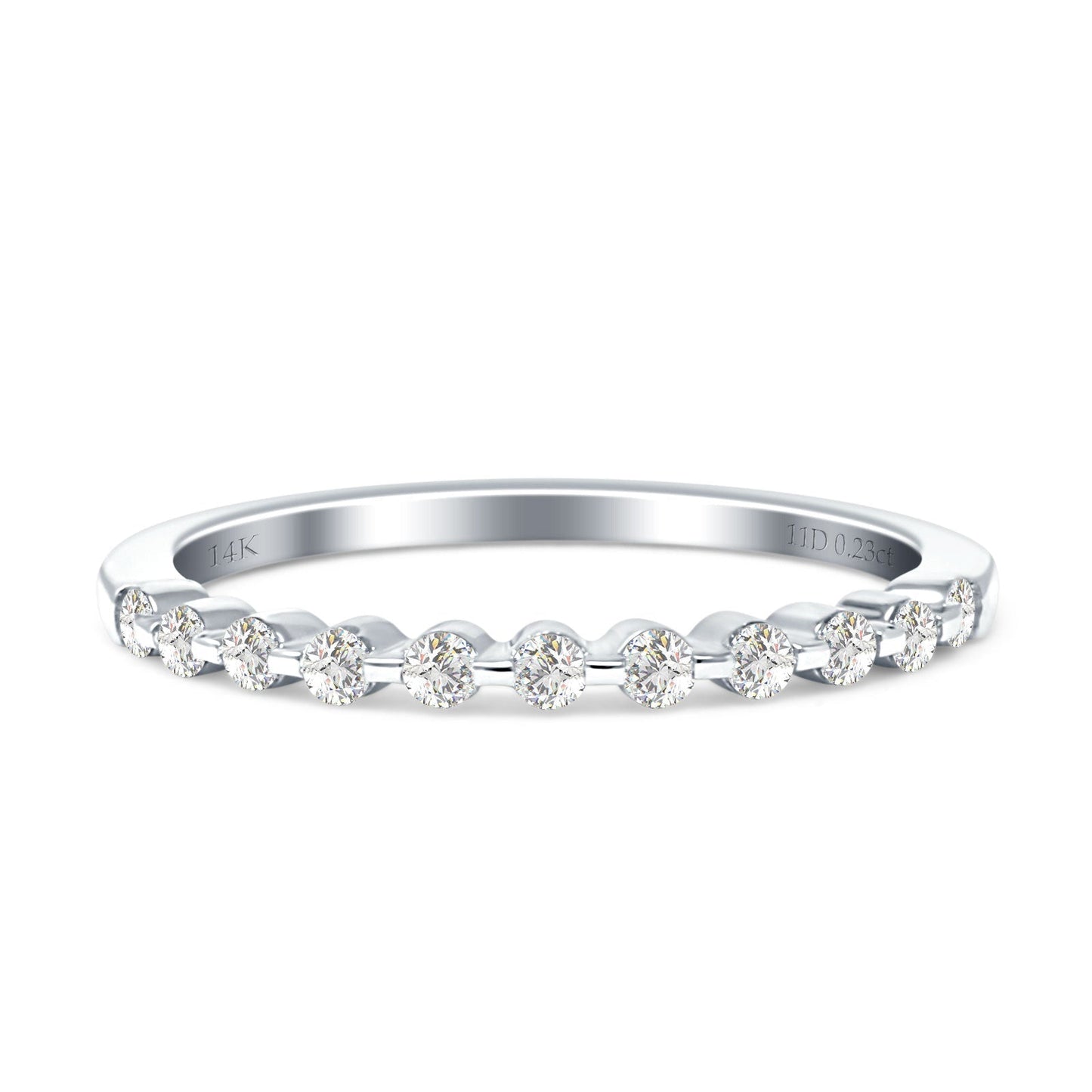 Diamond Half Eternity Stackable Wedding Band 14K White Gold 0.23ct Wholesale