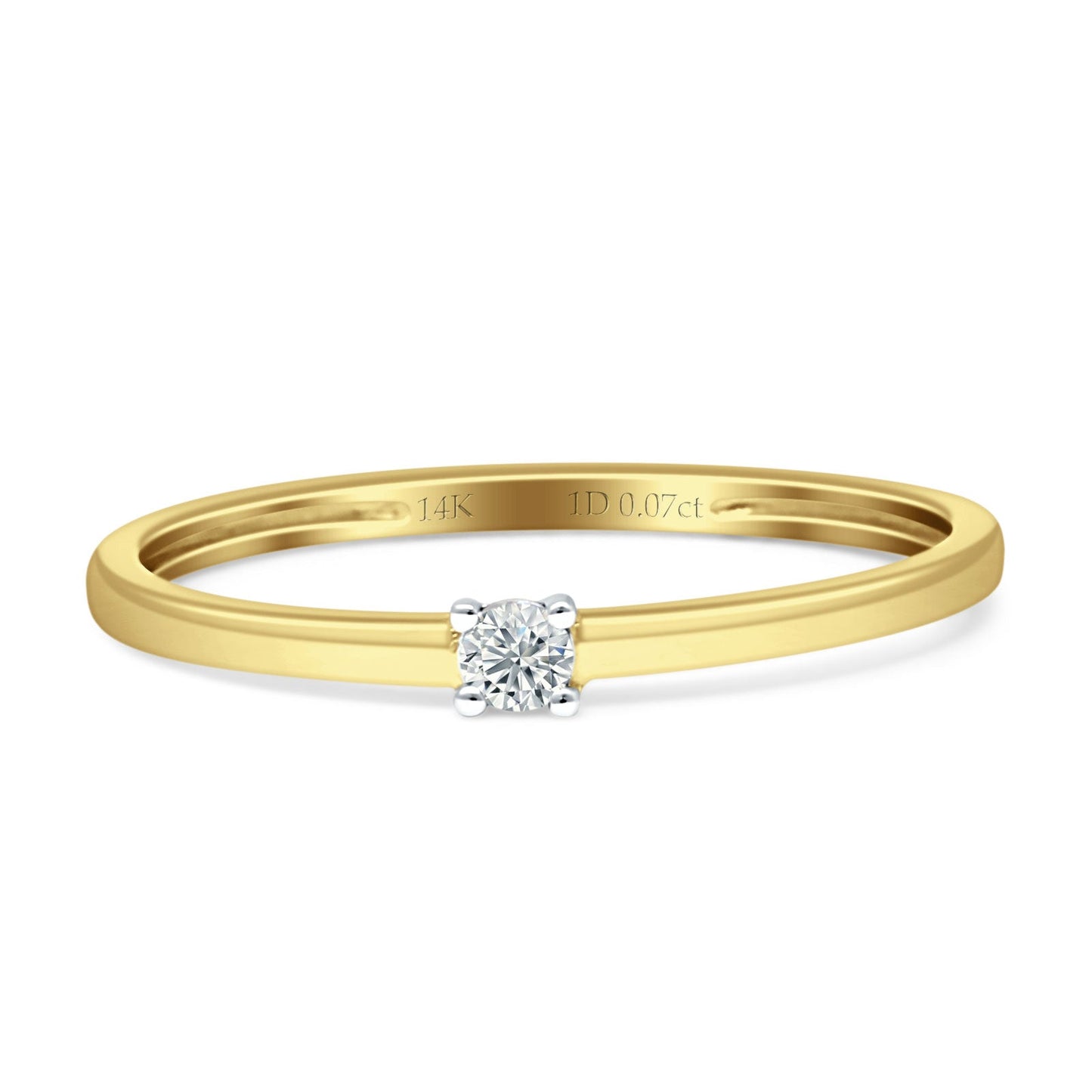 Minimalist Diamond Solitaire Ring 14K Yellow Gold 0.07ct Wholesale