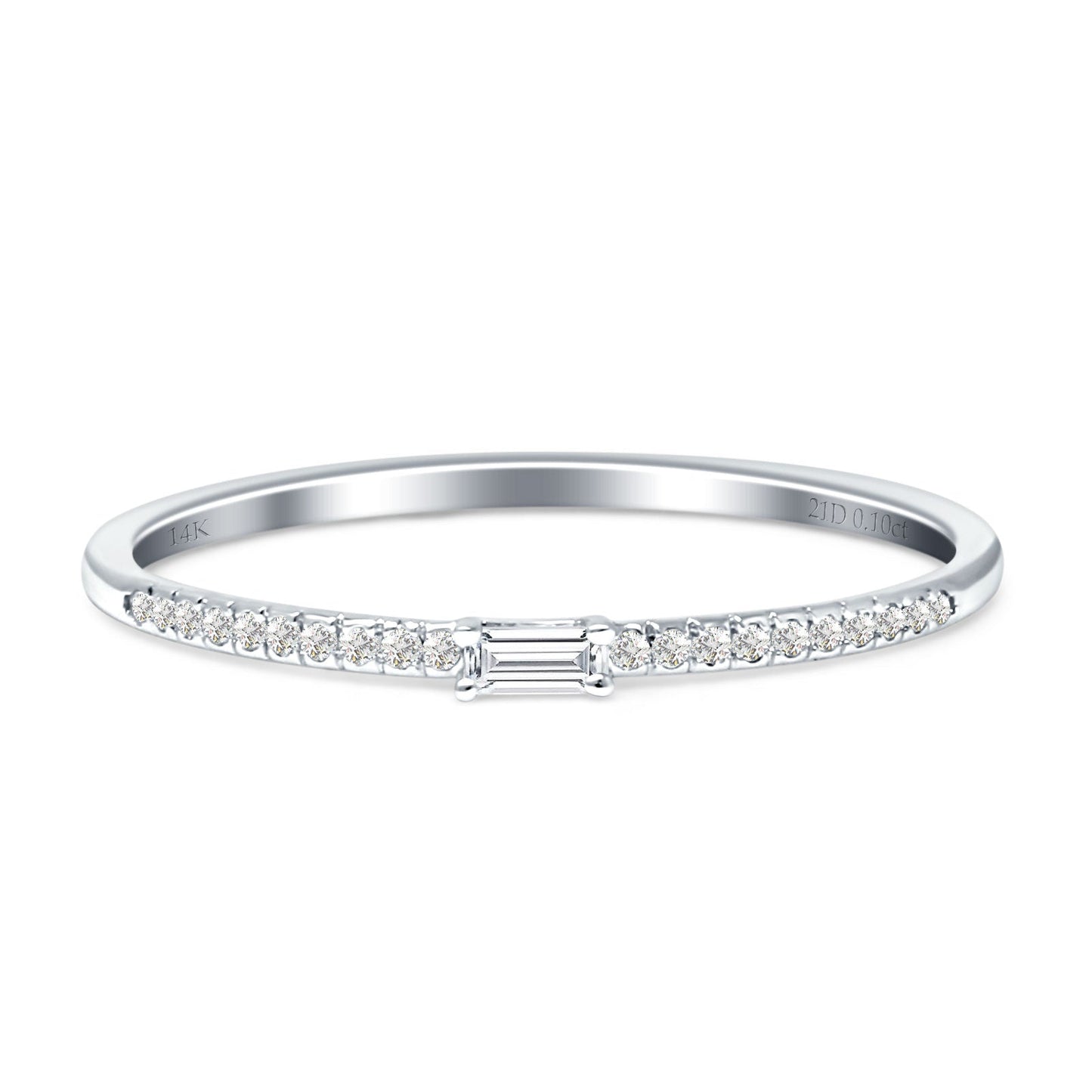 Diamond Baguette Ring Statement 14K White Gold 0.10ct Wholesale