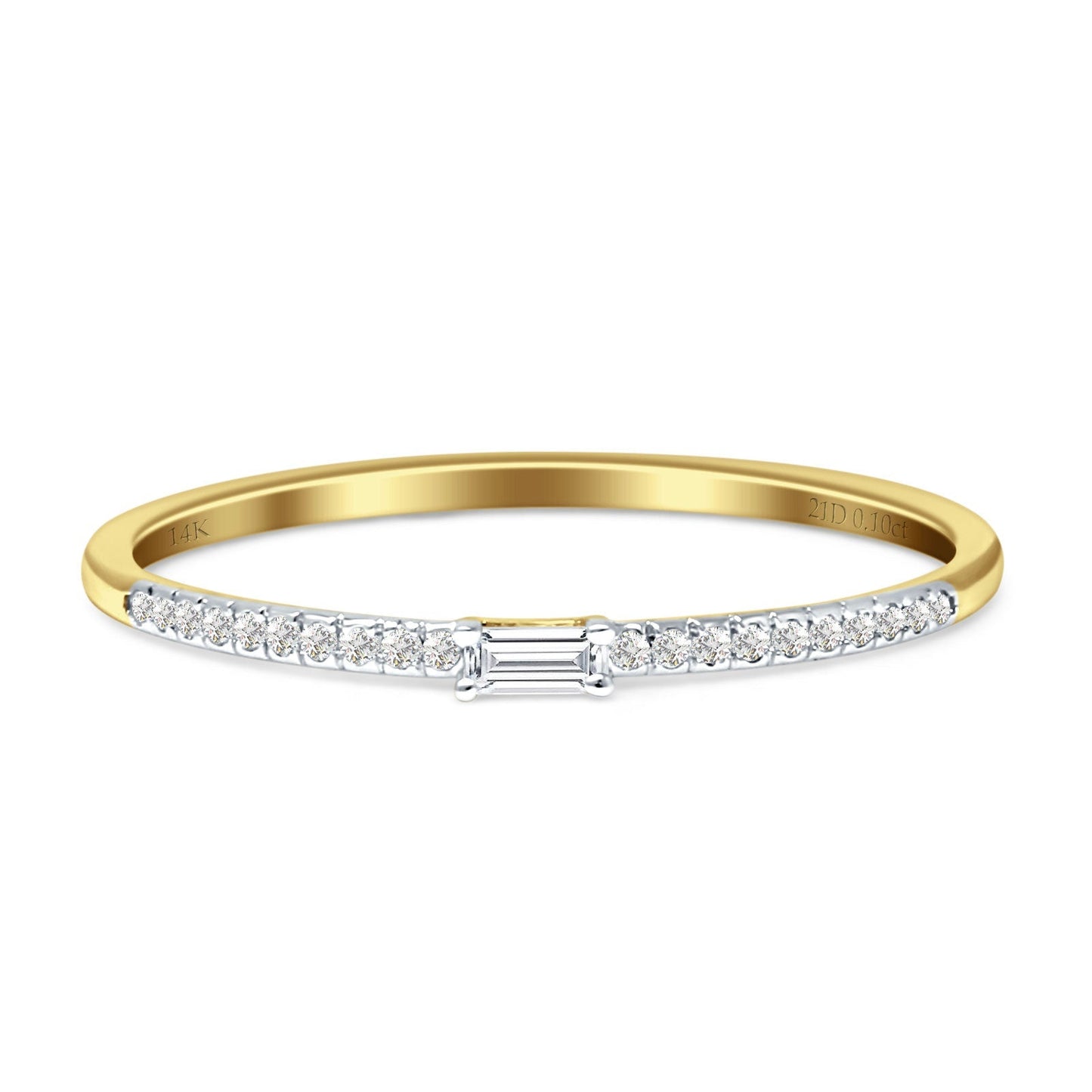 Diamond Baguette Ring Statement 14K Yellow Gold 0.10ct Wholesale