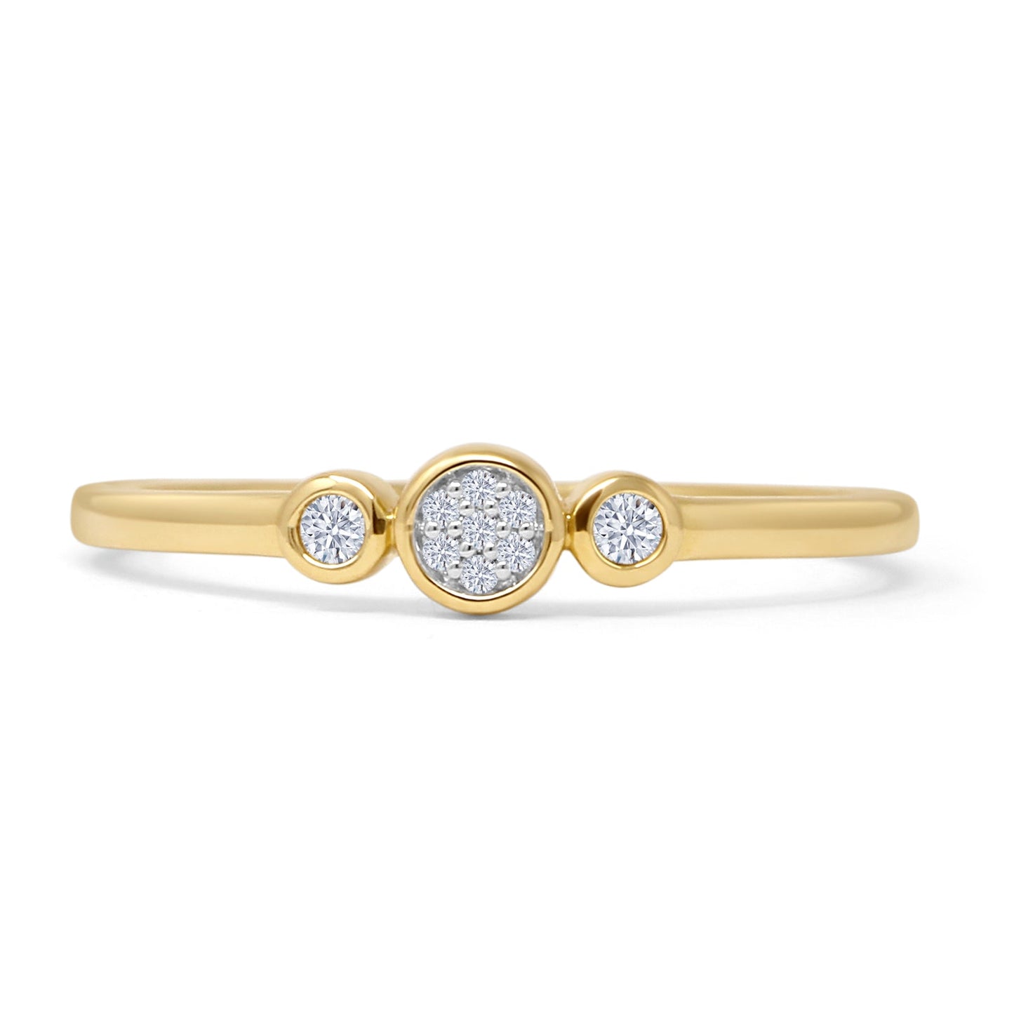 Three Circle Cluster Design Round Natural Diamond Ring 14K Yellow Gold Wholesale