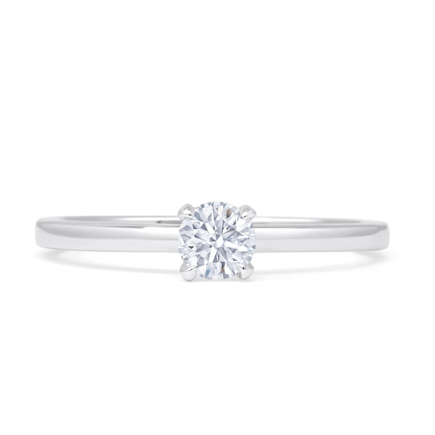 Solitaire Round Natural Diamond Enagagement Ring 14K White Gold Wholesale