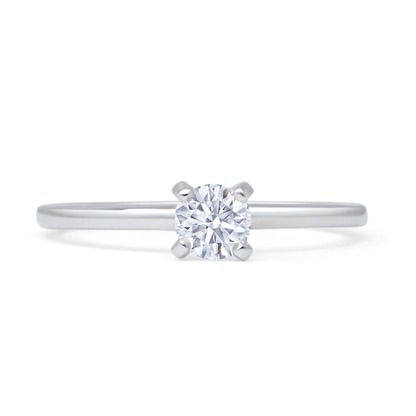 Solitaire Round Natural Diamond Engagement Ring 14K White Gold Wholesale