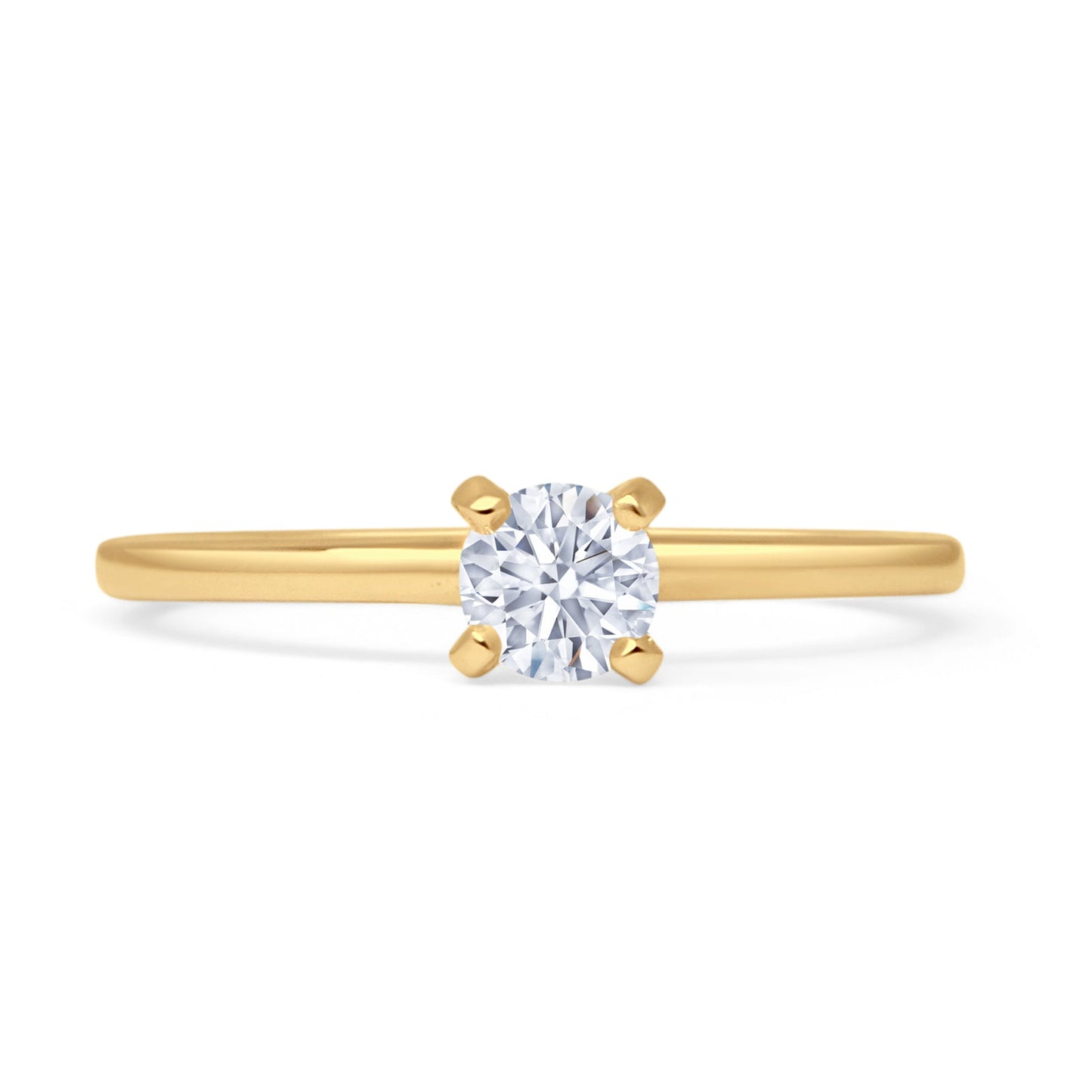 Solitaire Round Natural Diamond Engagement Ring 14K Yellow Gold Wholesale