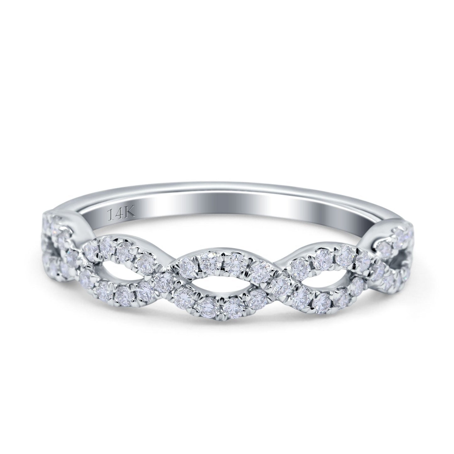 14K White Gold 0.35ct Round 4mm G SI Half Eternity Diamond Bands Engagement Wedding Ring Size 6.5