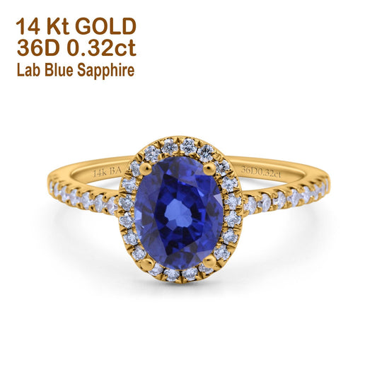 14K Yellow Gold 0.93ct Oval Nano Blue Sapphire G SI Diamond Engagement Ring Size 6.5