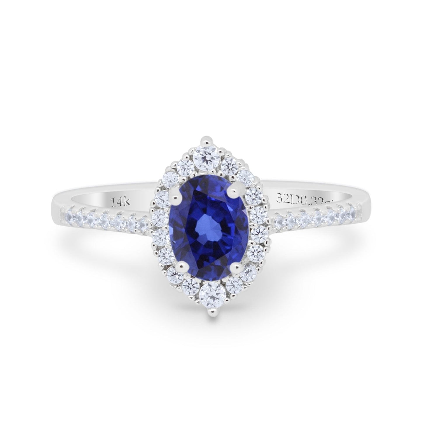 14K White Gold 1.53ct Oval Nano Blue Sapphire G SI Diamond Engagement Ring Size 6.5