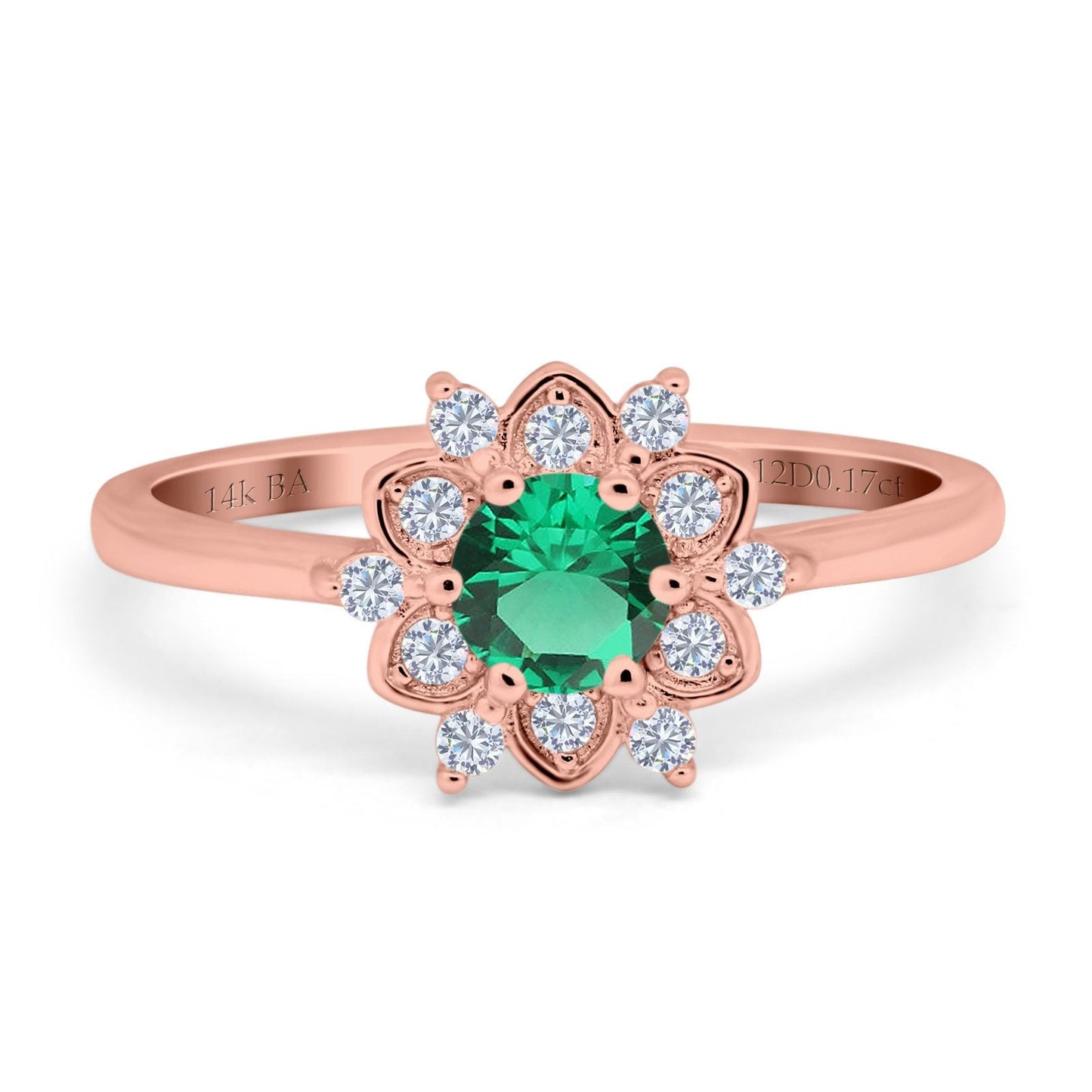 14K Rose Gold 1.01ct Round 6mm G SI Nano Emerald Diamond Engagement Wedding Ring Size 6.5