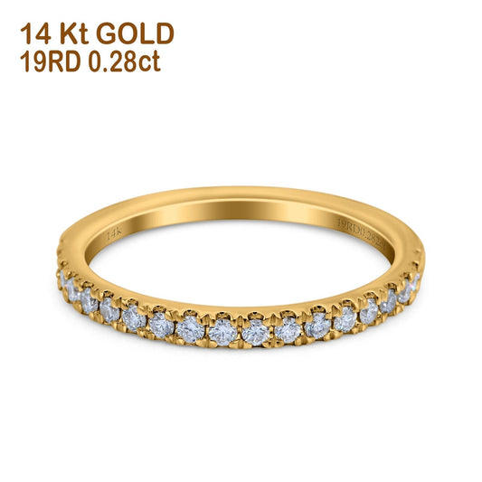 14K Yellow Gold 0.28ct Diamond Half Eternity Round 2mm Stacking Band Engagement Ring Size 6.5