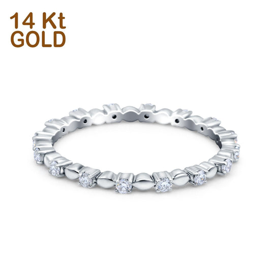 14K White Gold 0.24ct Diamond 1.5mm Wedding Band Full Eternity Ring Size 6.5