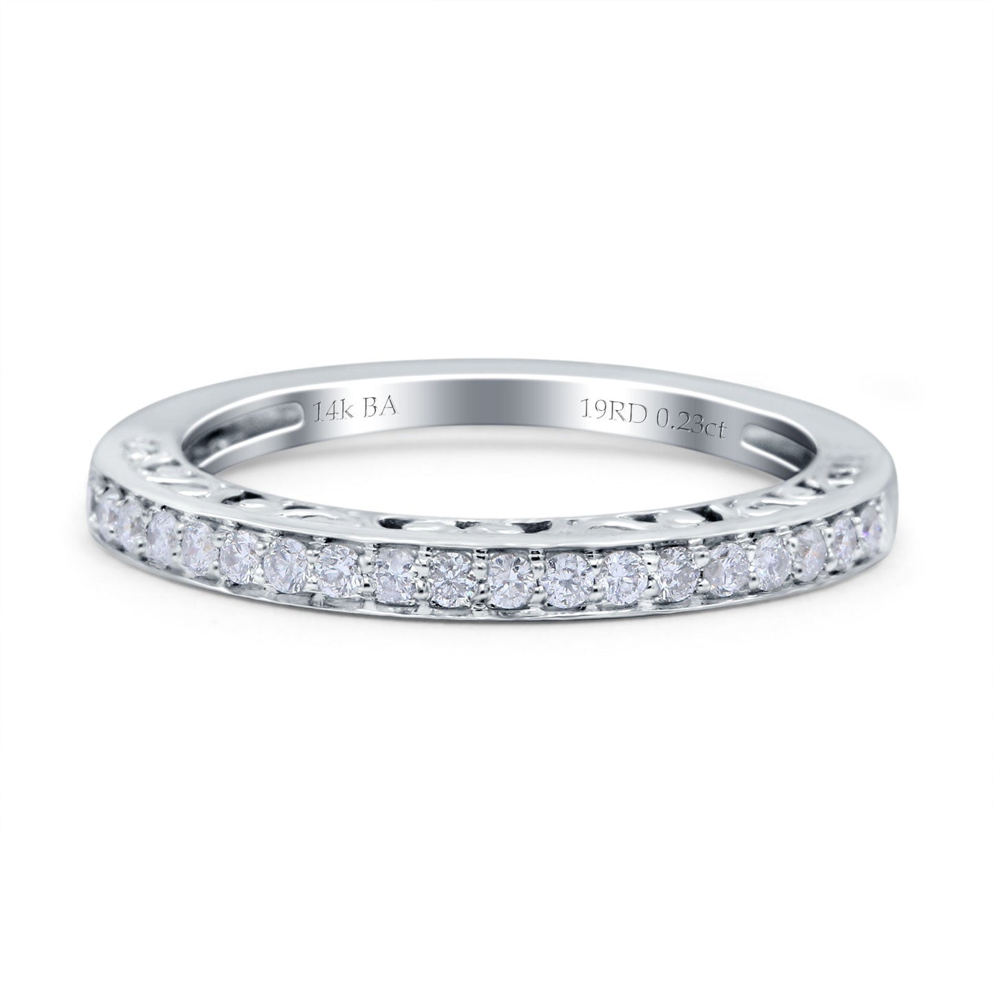 14K White Gold 0.23ct Round 2mm G SI Ladies Eternity Diamond Engagement Wedding Band Ring Size 6.5