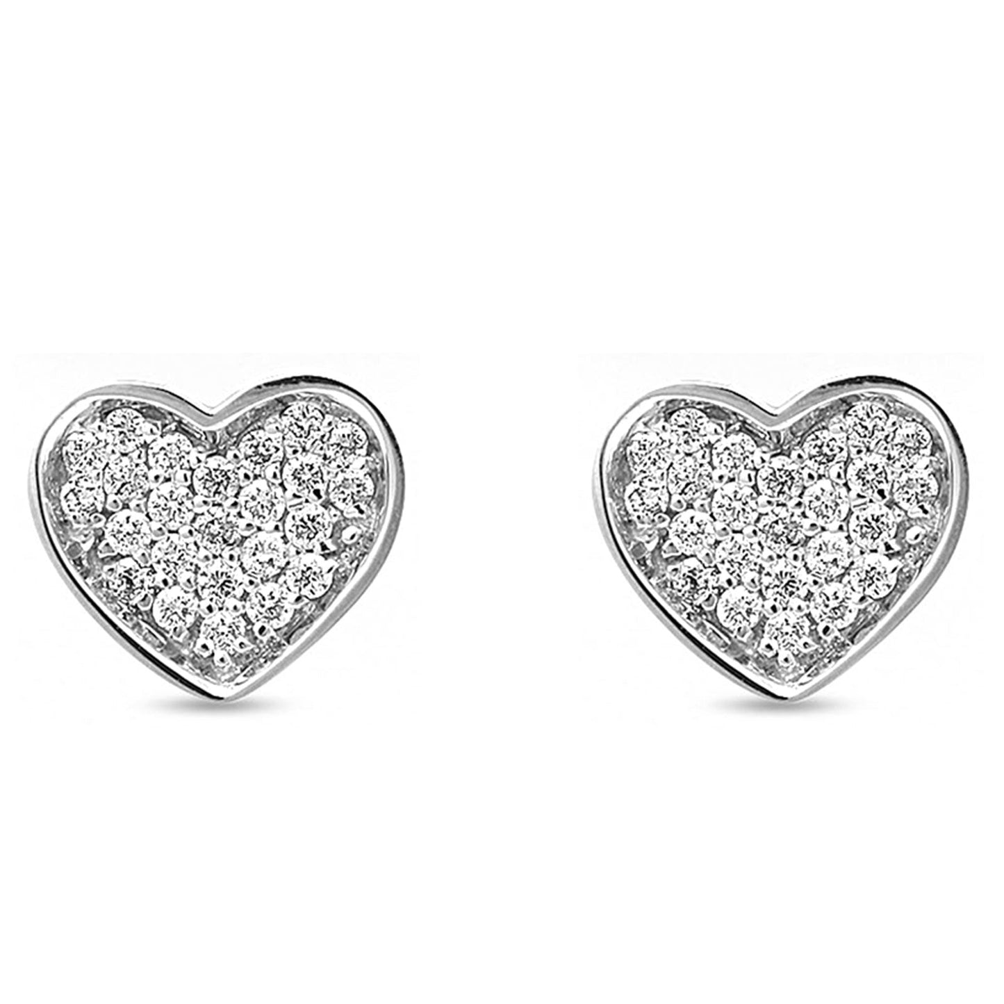 Solid 14K White Gold 8mm Heart Shaped Diamond Stud Earrings Wholesale