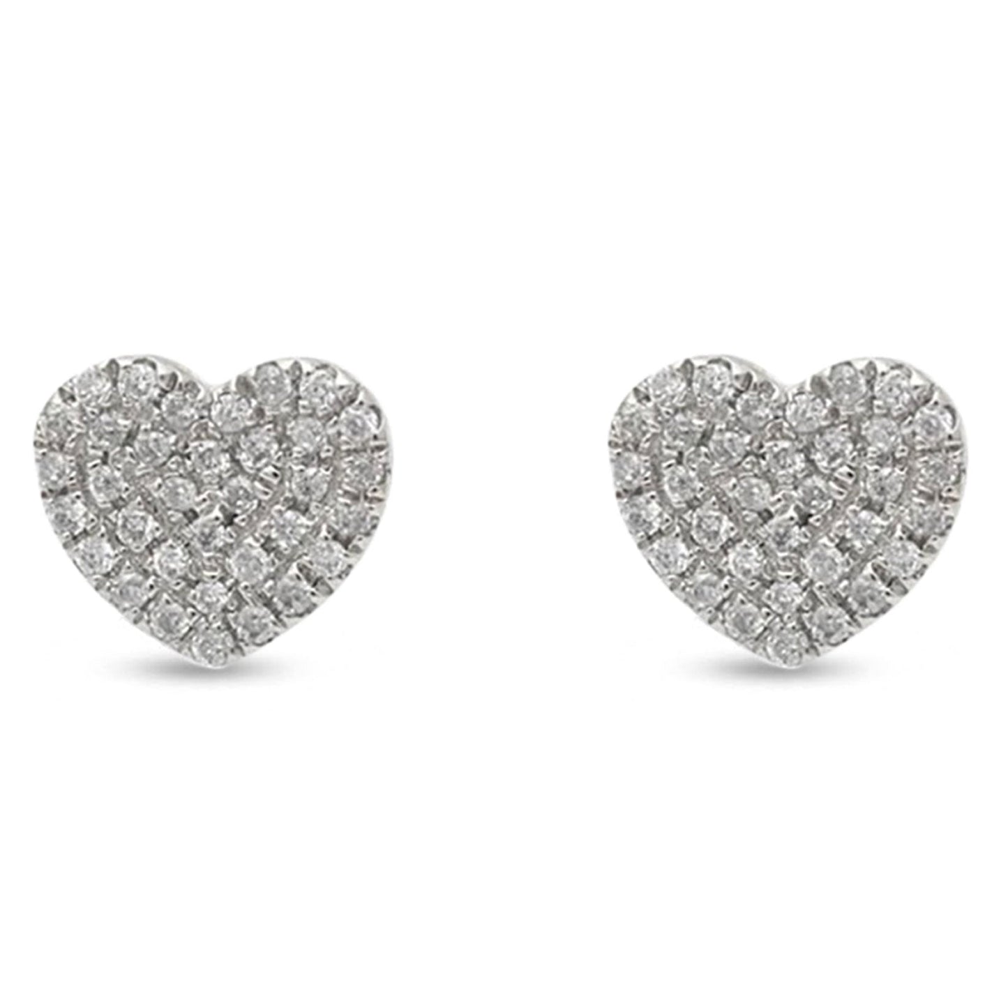 Solid 14K White Gold 6mm Heart Shape Diamond Stud Earrings Wholesale