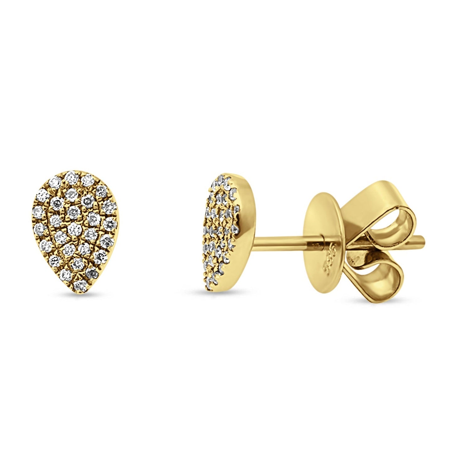 14kt Solid Yellow Gold 6mm Pear Shape Round Diamond Stud Earrings Wholesale